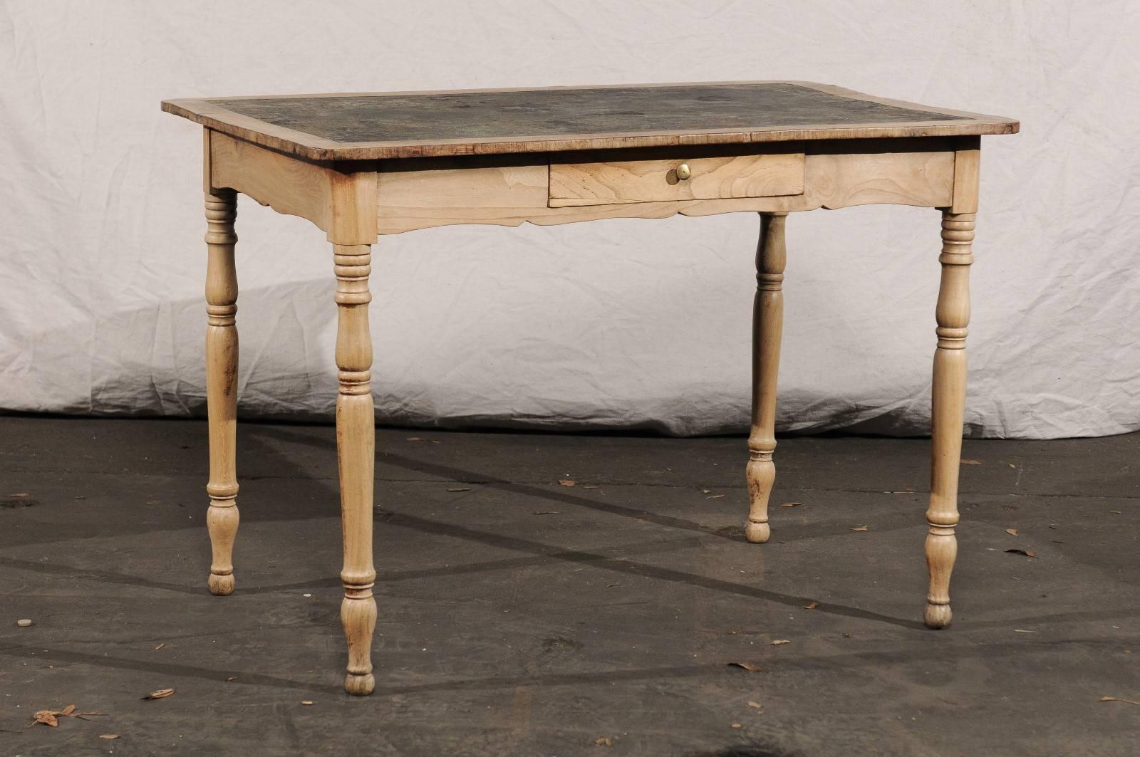 19th Century English Bleached Pine Writing Table with Leather Top 3