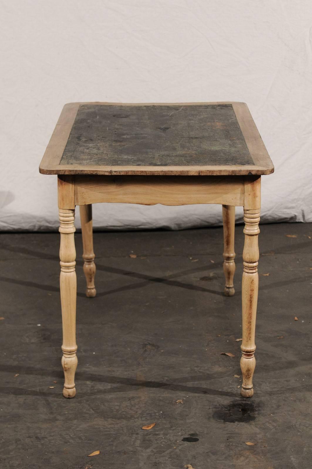 19th Century English Bleached Pine Writing Table with Leather Top 6