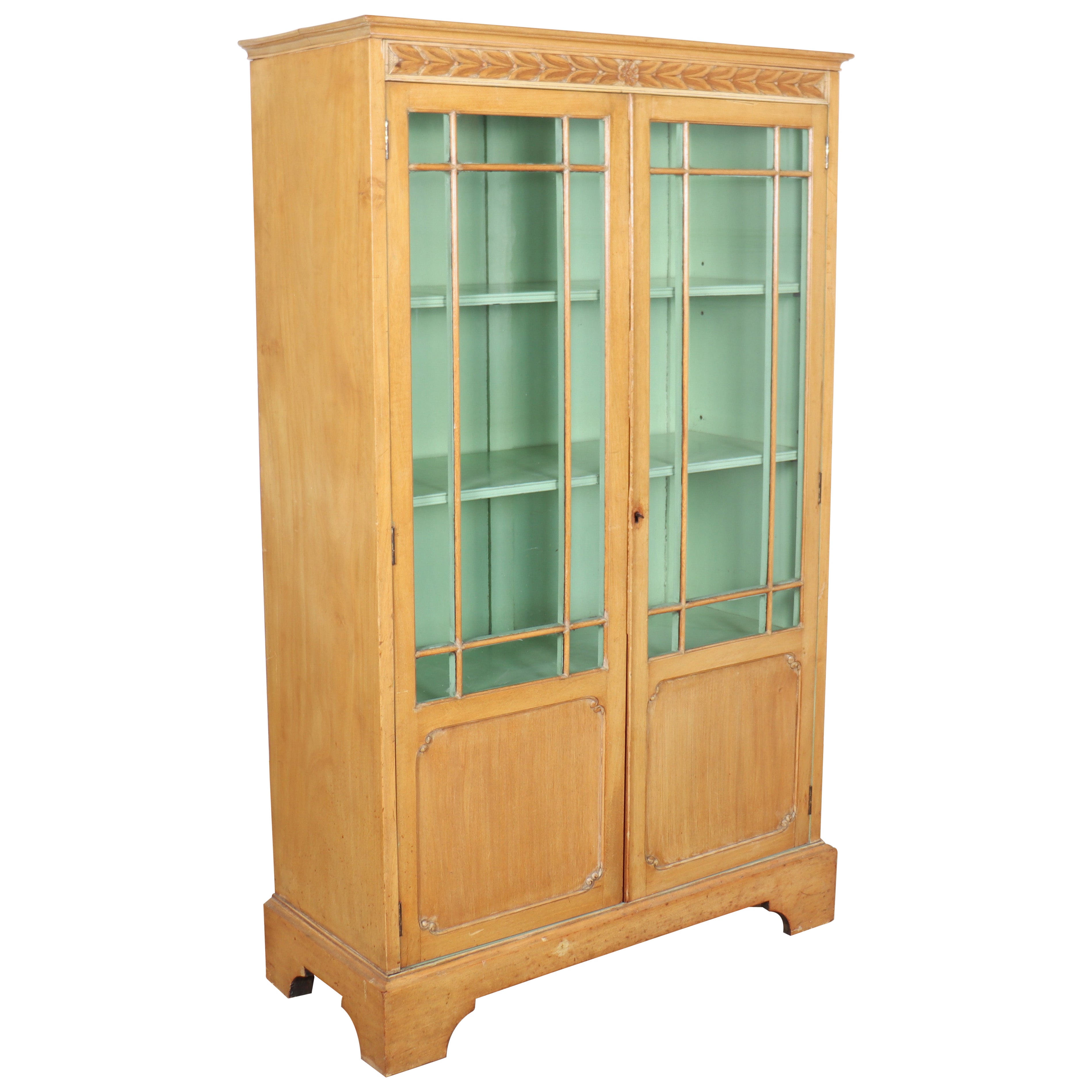 19th Century English Bleached Walnut Bookcase For Sale