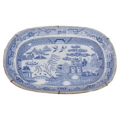 19th Century English Blue and White Willow Pattern Platter