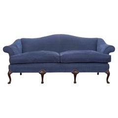 Used 19th Century English Blue Linen Sofa