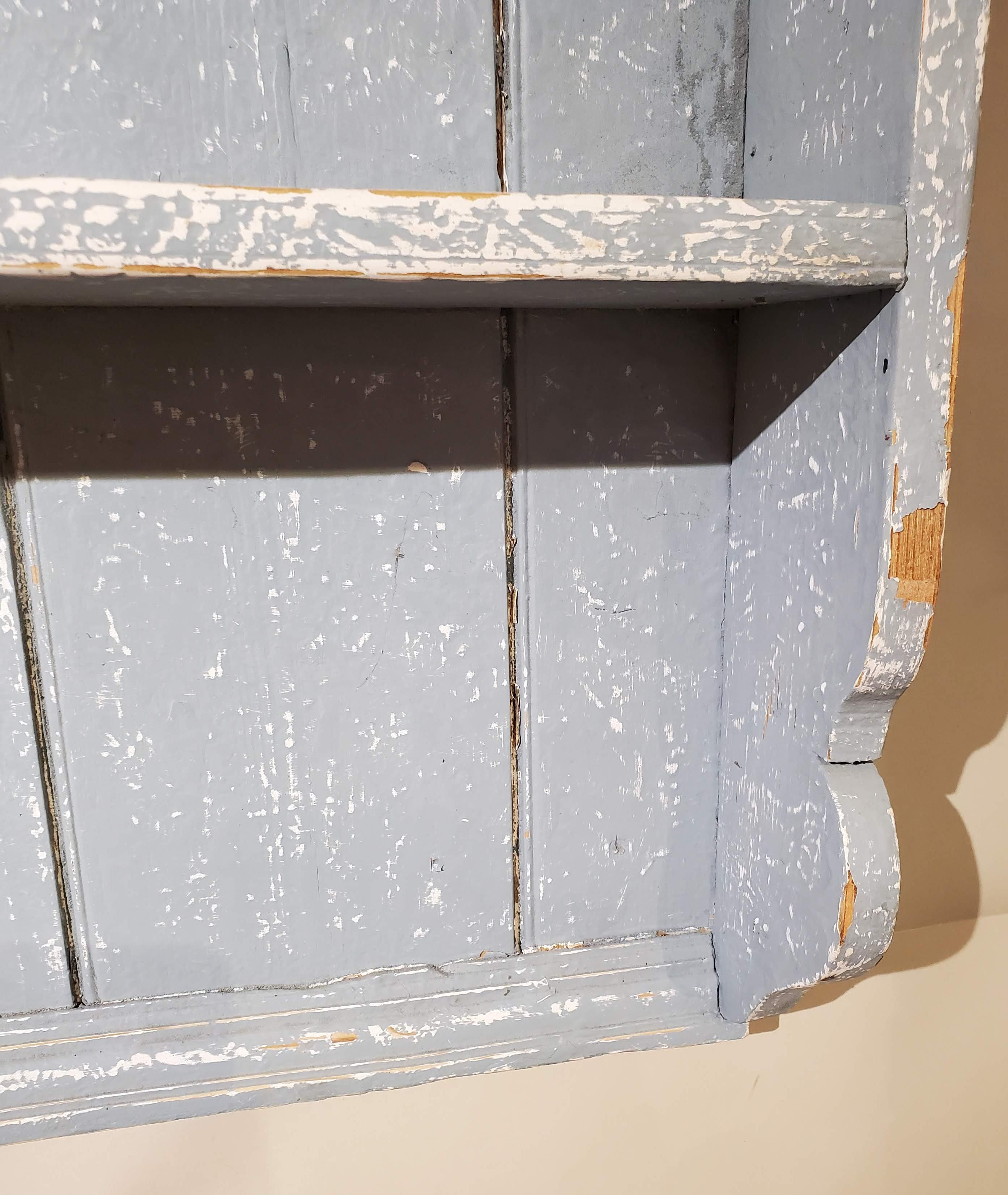 19th Century English Blue Painted Pine Wall Shelves For Sale 5