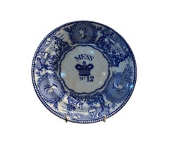 19th century English blue & white Naval mess plates