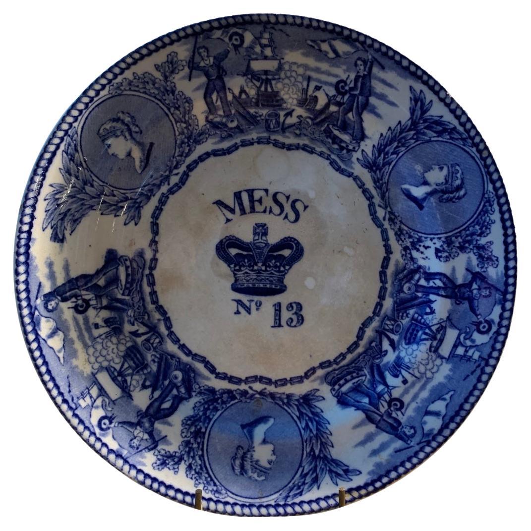 19th century English blue 
white Naval mess plates For Sale