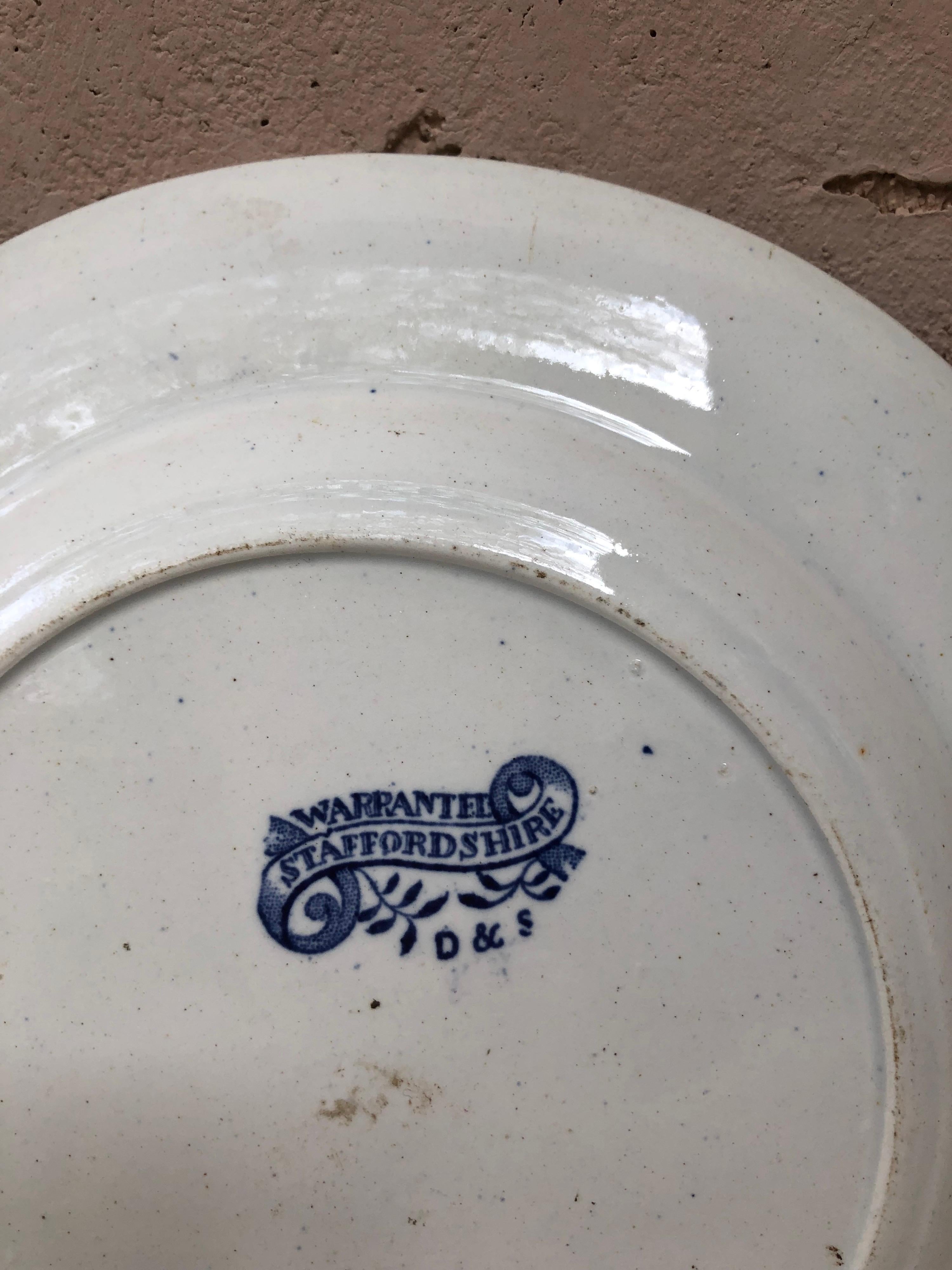 19th Century English Blue & White Pagoda Plate Staffordshire In Good Condition For Sale In Austin, TX