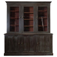 19th Century English Boardroom Mahogany Painted Glazed Bookcase