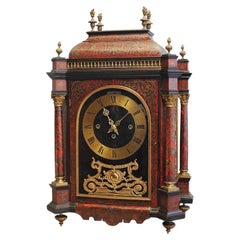 Used 19th century English boulle work quarter chiming mantel clock 