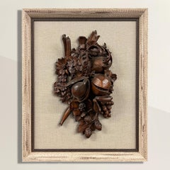 Fragment de noyer sculpté "Bountiful Harvest" anglais du 19e siècle