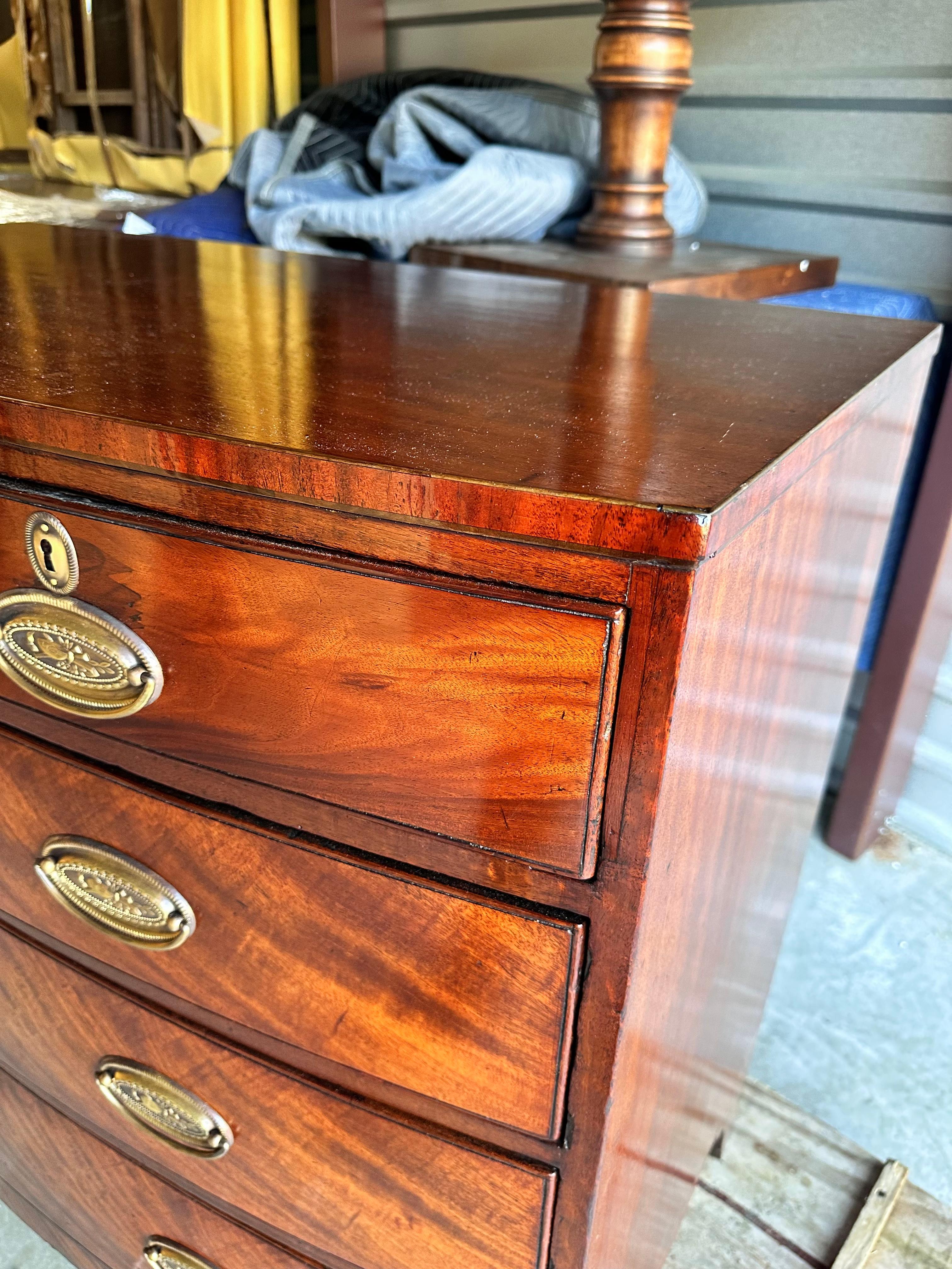 Agate 19th Century English Bow Front Chest  For Sale