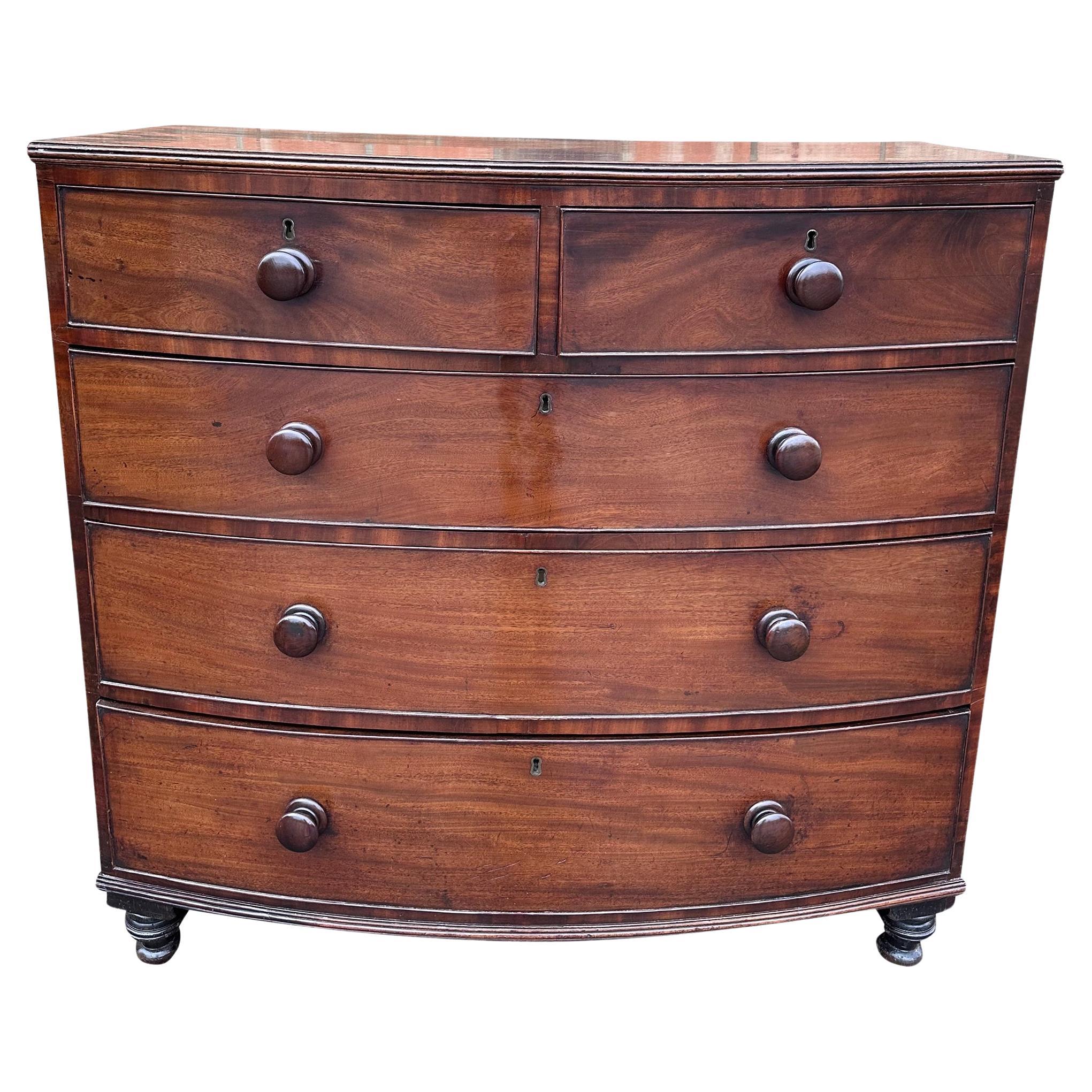 19th Century English Bow-Front Chest For Sale