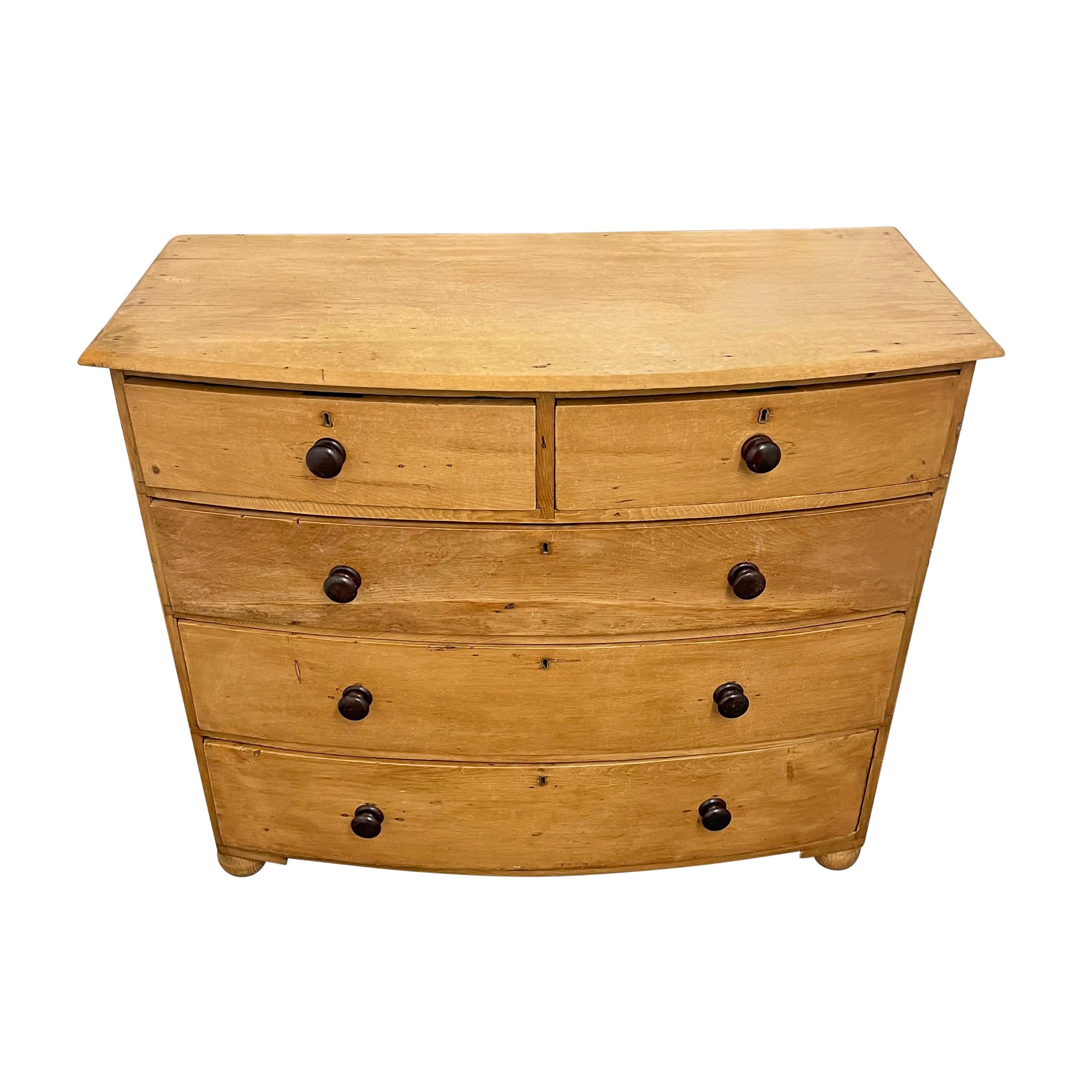 Country 19th Century English Bow-Front Chest of Drawers For Sale
