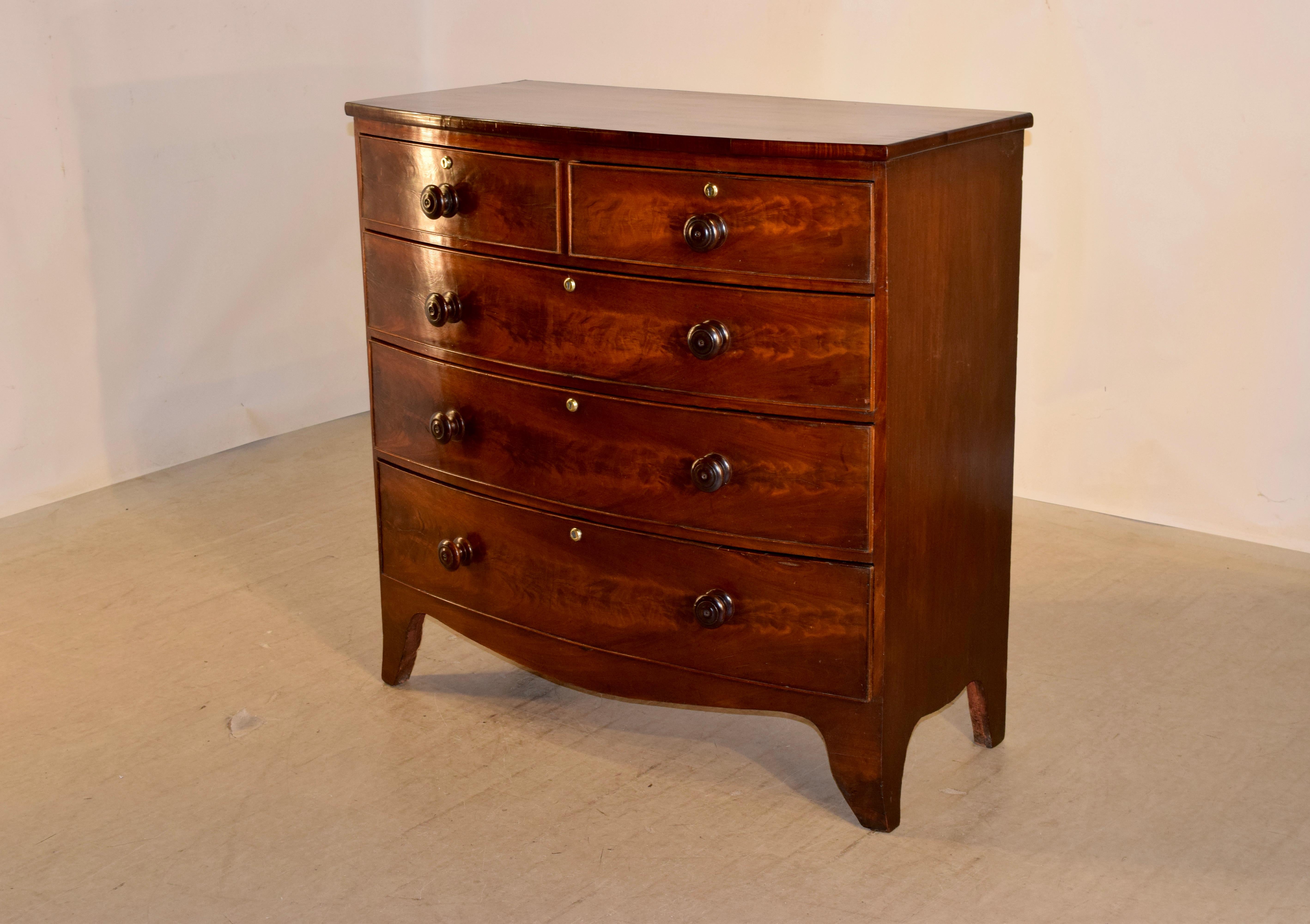 Victorian 19th Century English Bow Front Chest of Drawers