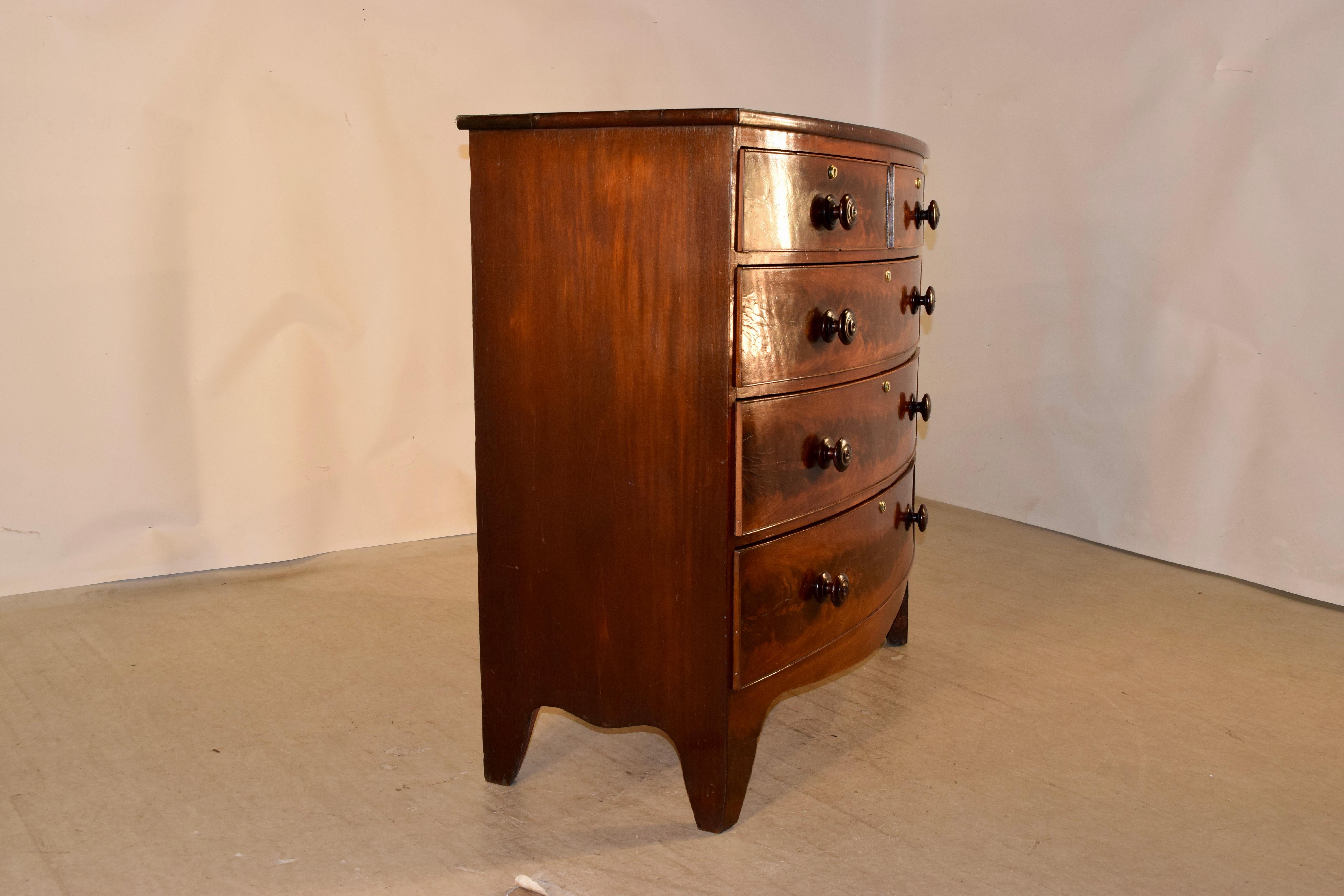 19th Century English Bow Front Chest of Drawers 1