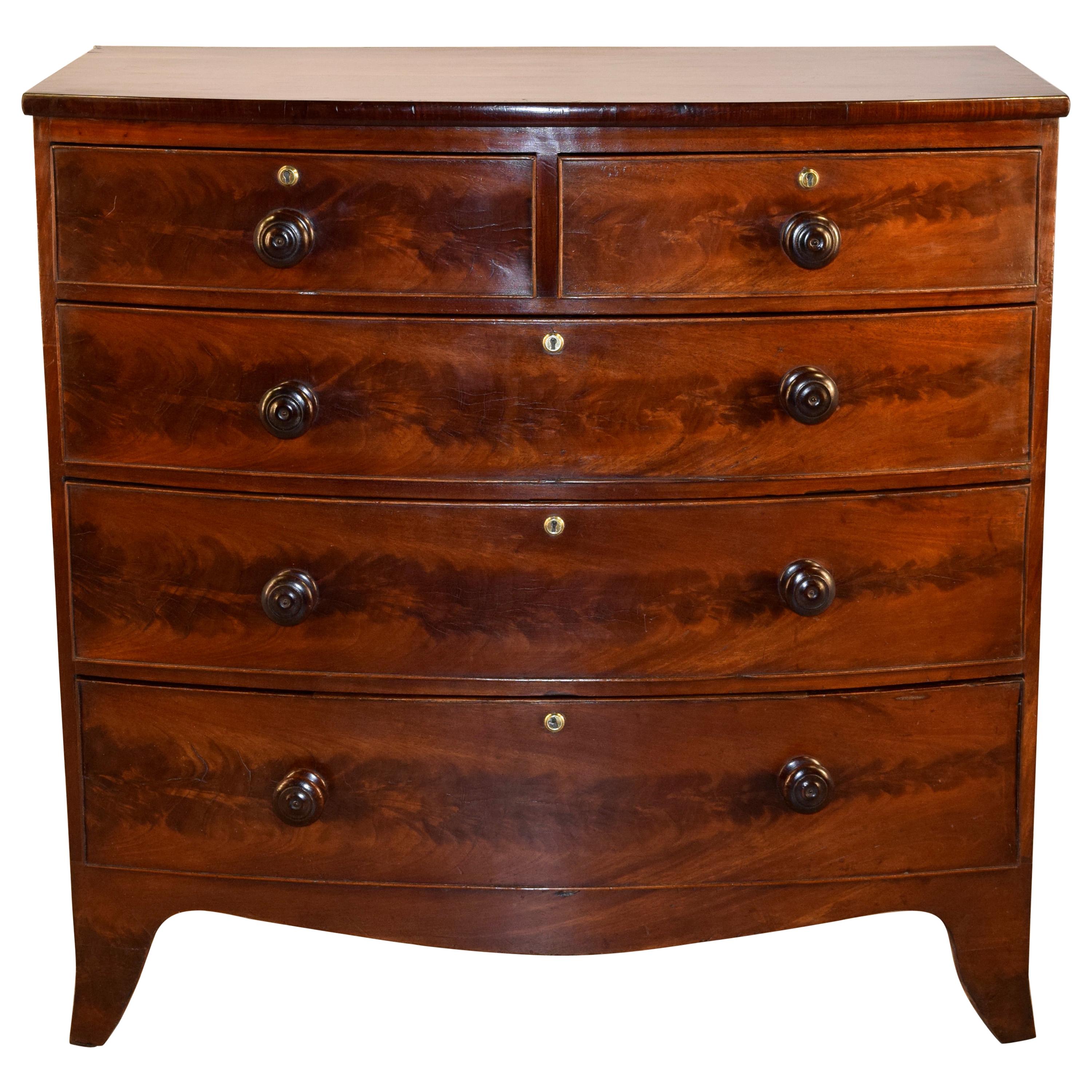 19th Century English Bow Front Chest of Drawers