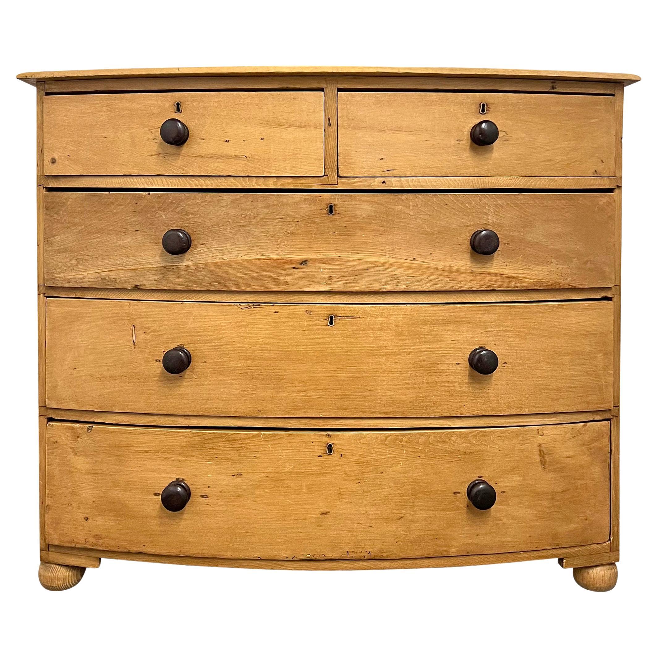 19th Century English Bow-Front Chest of Drawers For Sale