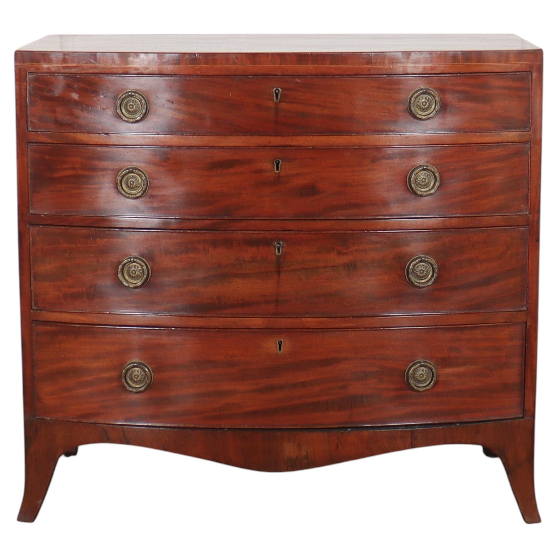 19th Century English Bowfront Chest of Drawers For Sale