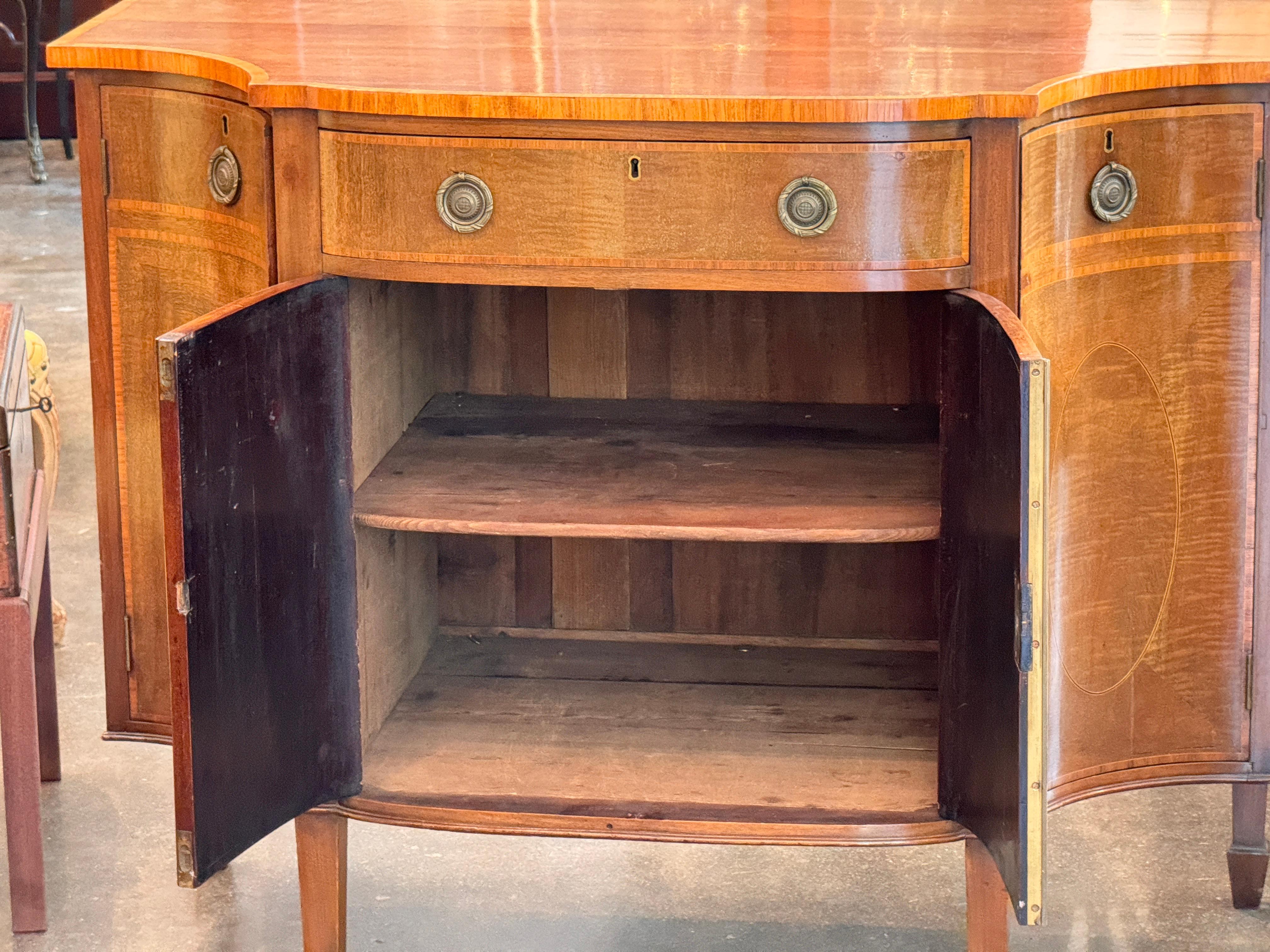 Wood 19th Century English Bowfront Sideboard For Sale