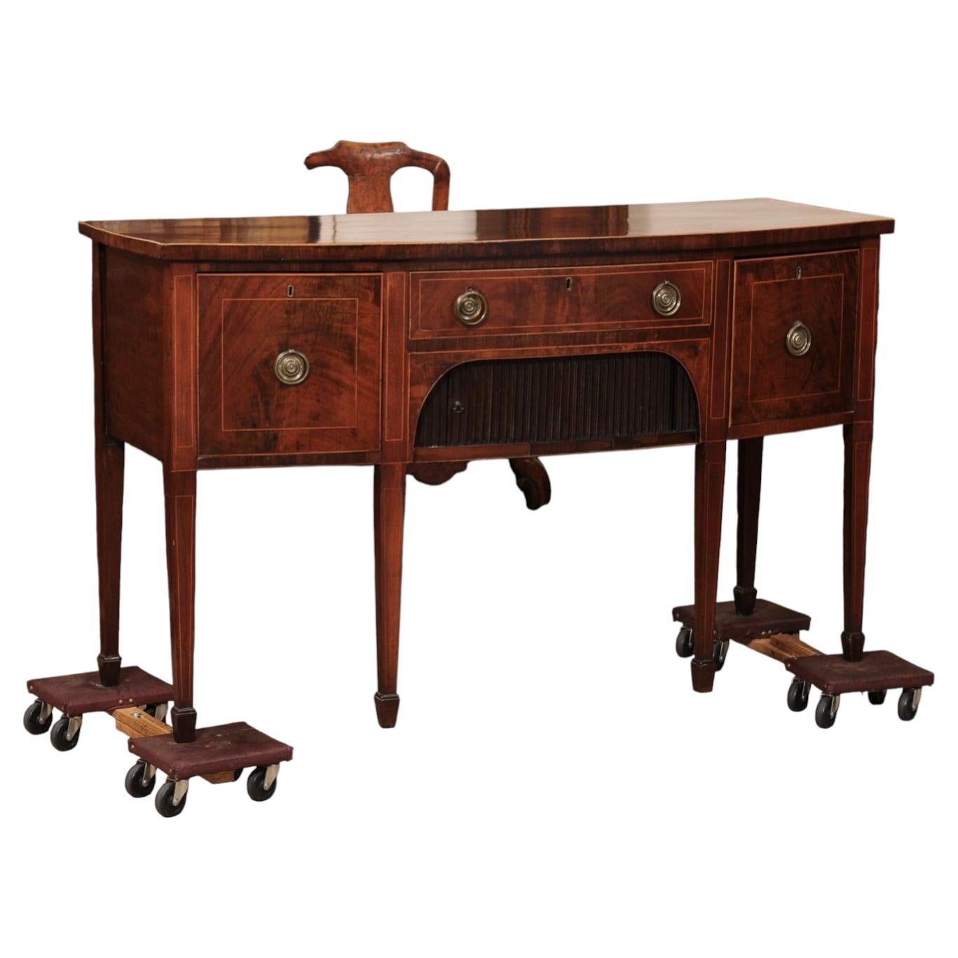 19th Century English Brandyboard in Mahogany with String Inlay & Spade Feet For Sale
