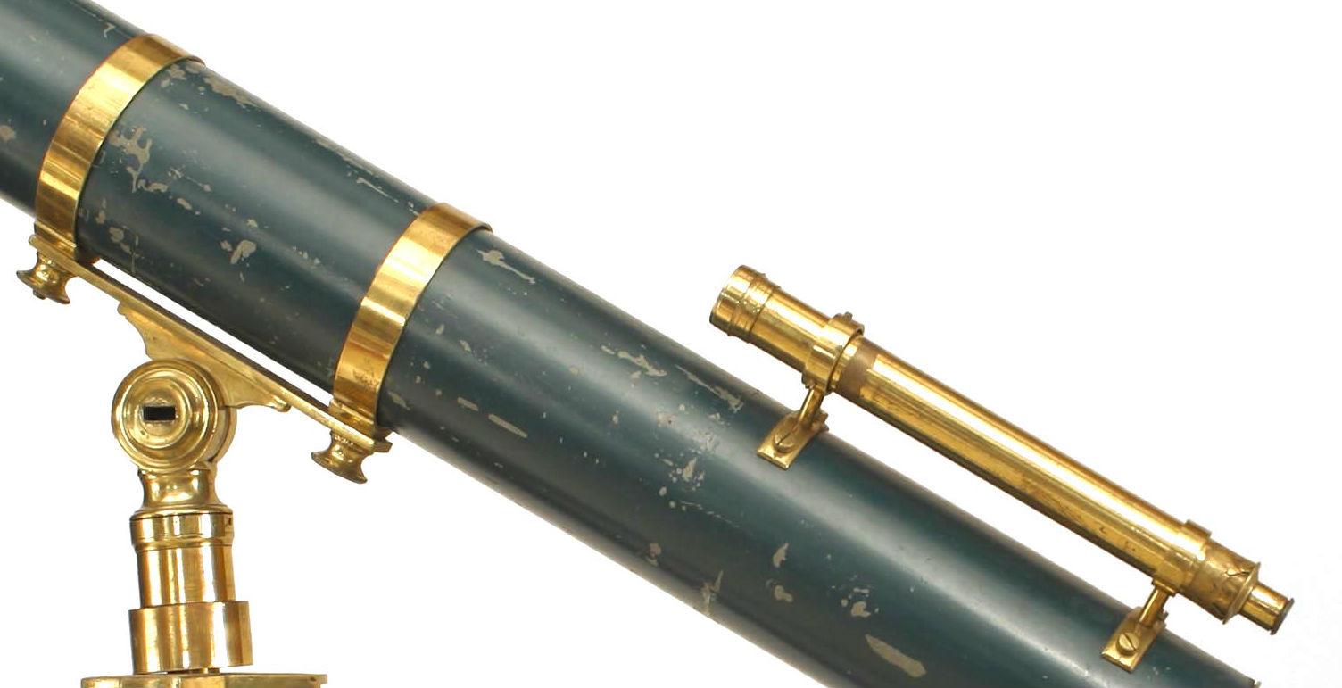 English Victorian Blue & Brass Telescope In Good Condition For Sale In New York, NY