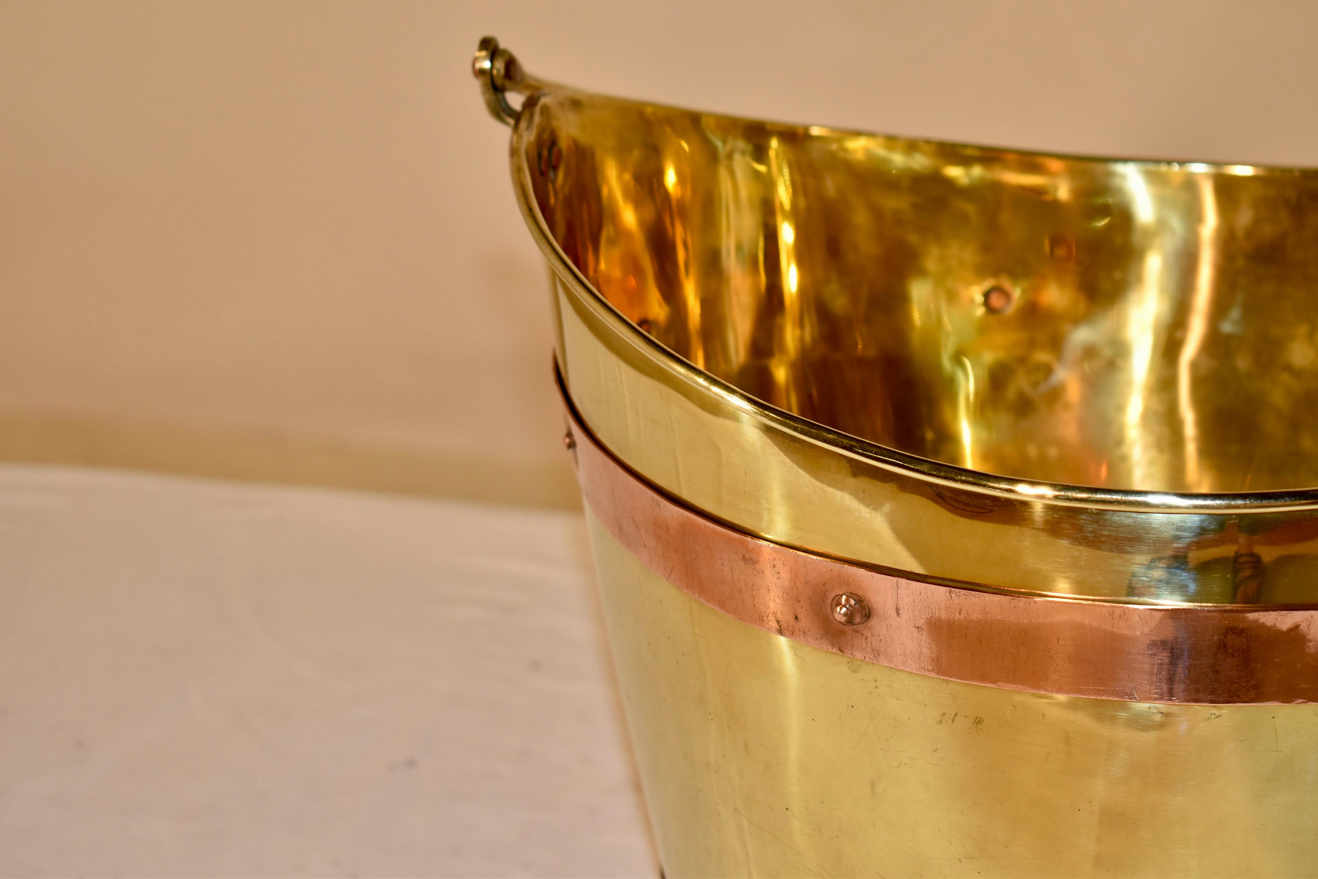 19th Century English Brass and Copper Peat or Oyster Bucket For Sale 6