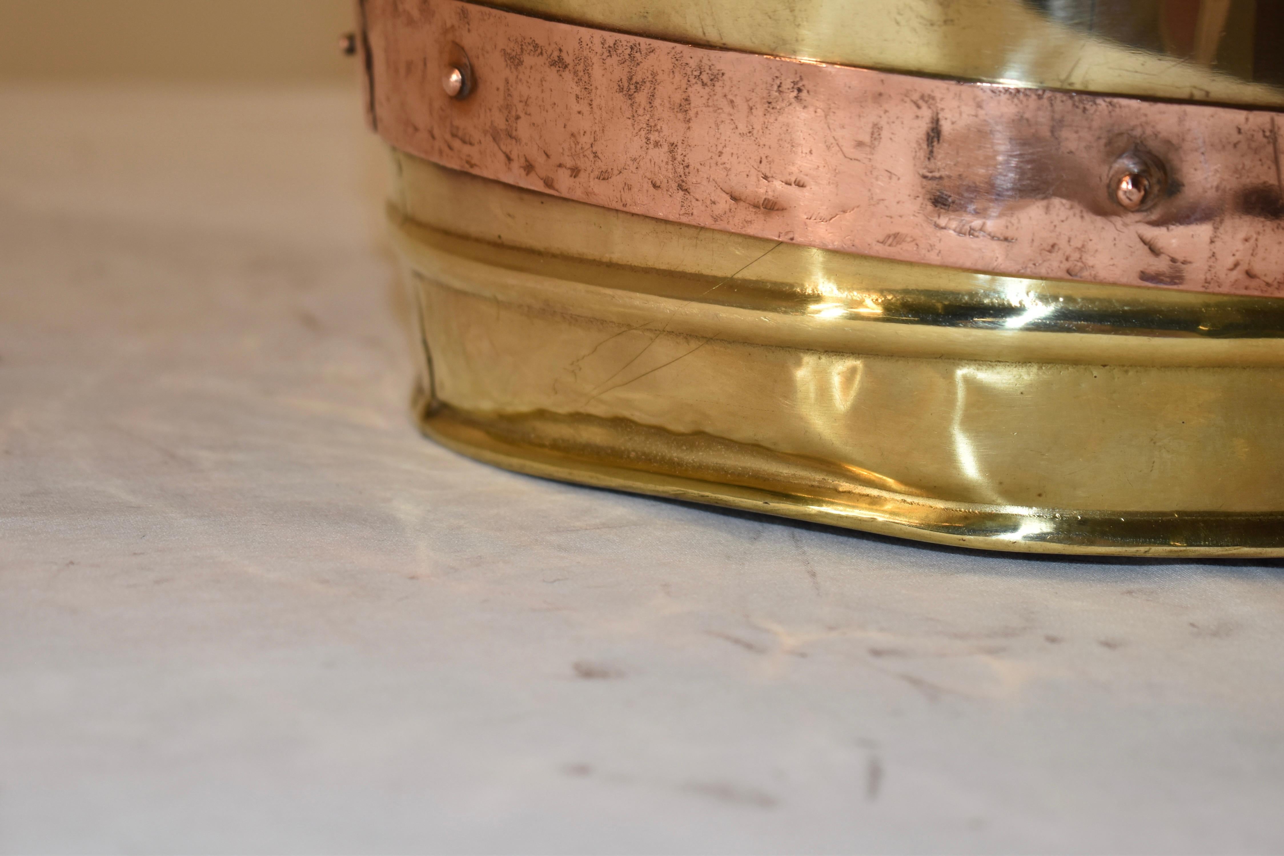 19th Century English Brass and Copper Peat or Oyster Bucket For Sale 7