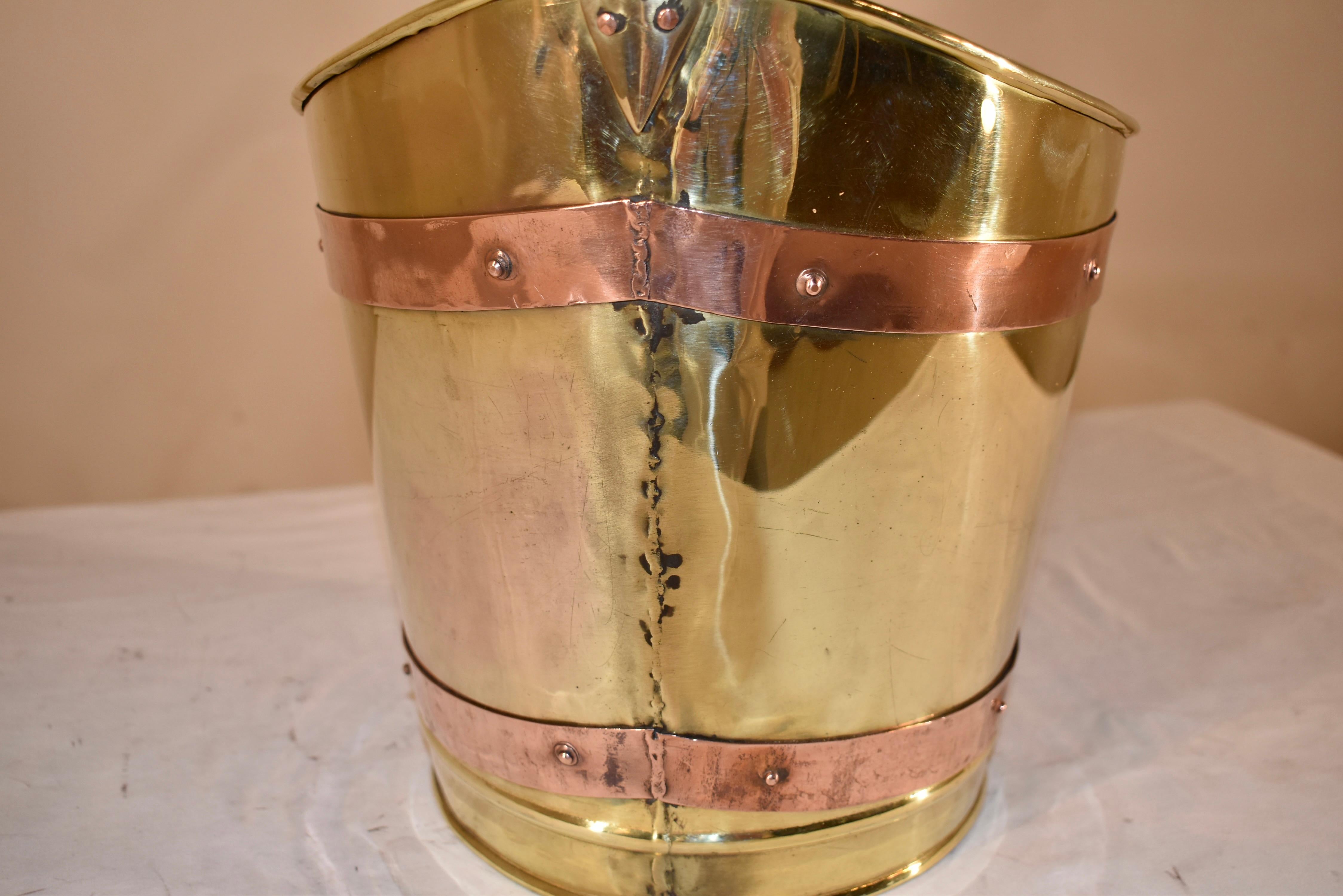19th Century English Brass and Copper Peat or Oyster Bucket For Sale 8