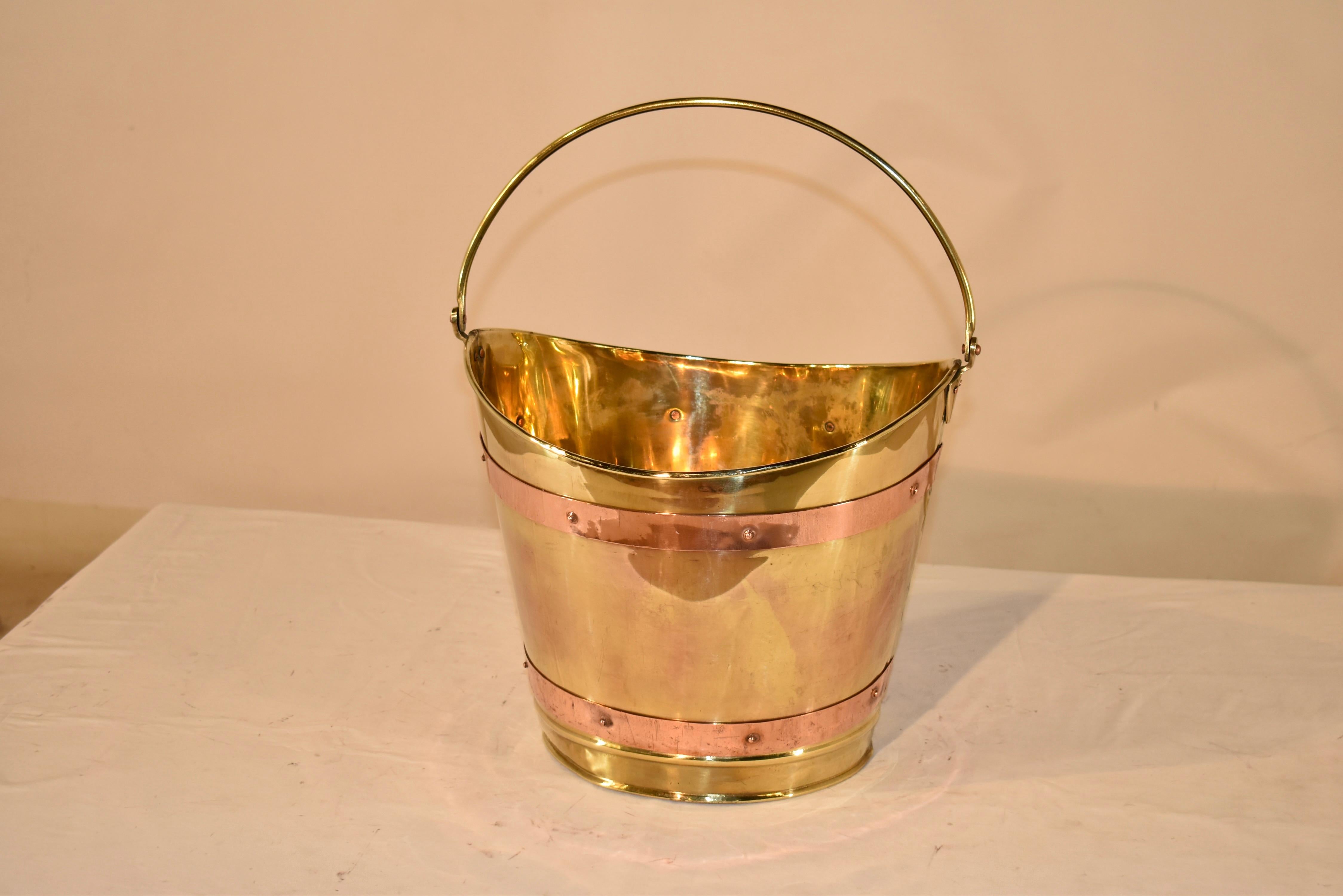 19th Century English Brass and Copper Peat or Oyster Bucket For Sale 3