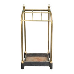 19th Century English Brass and Iron Umbrella Stand, Curved Top