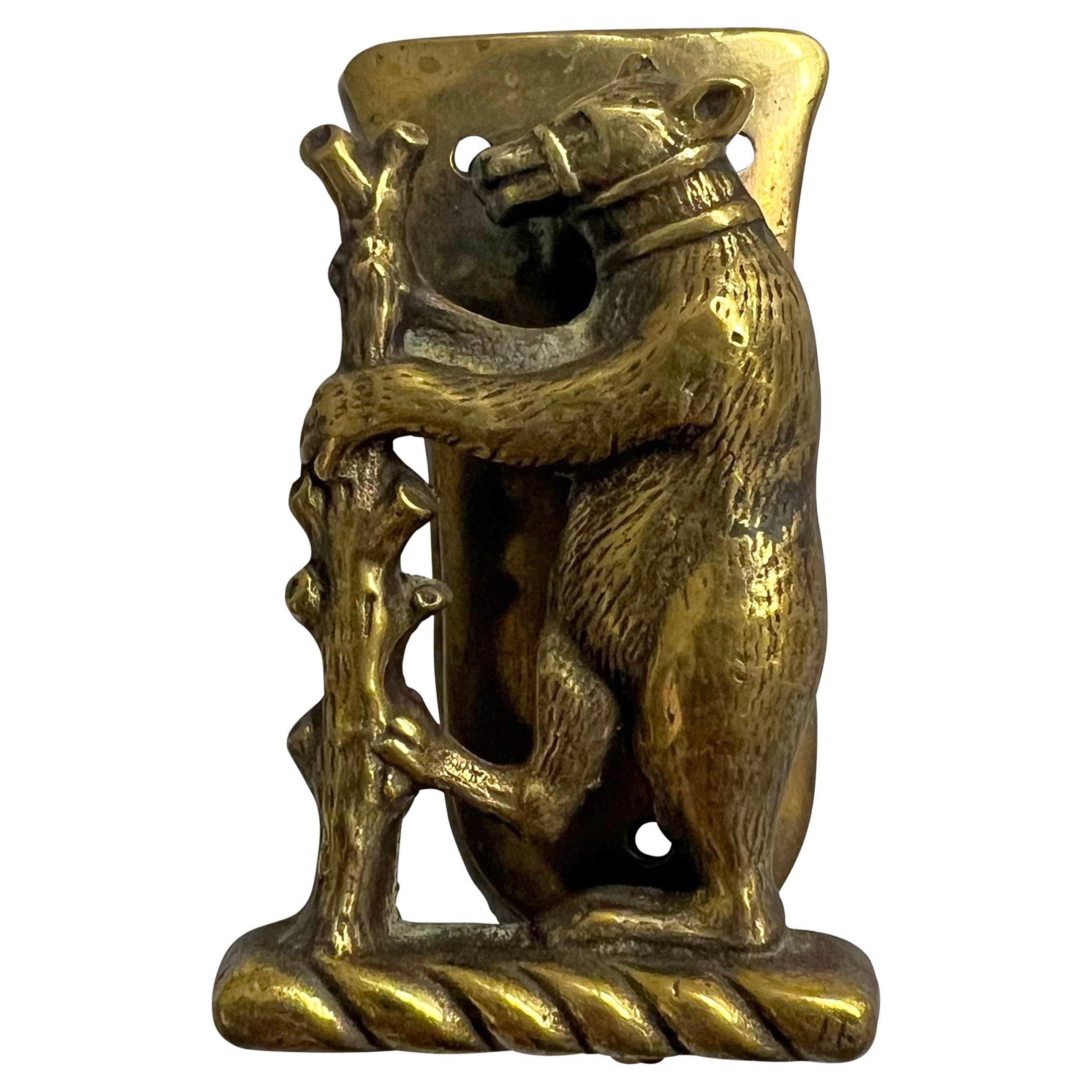 19th Century English Brass Bear Doorknocker For Sale