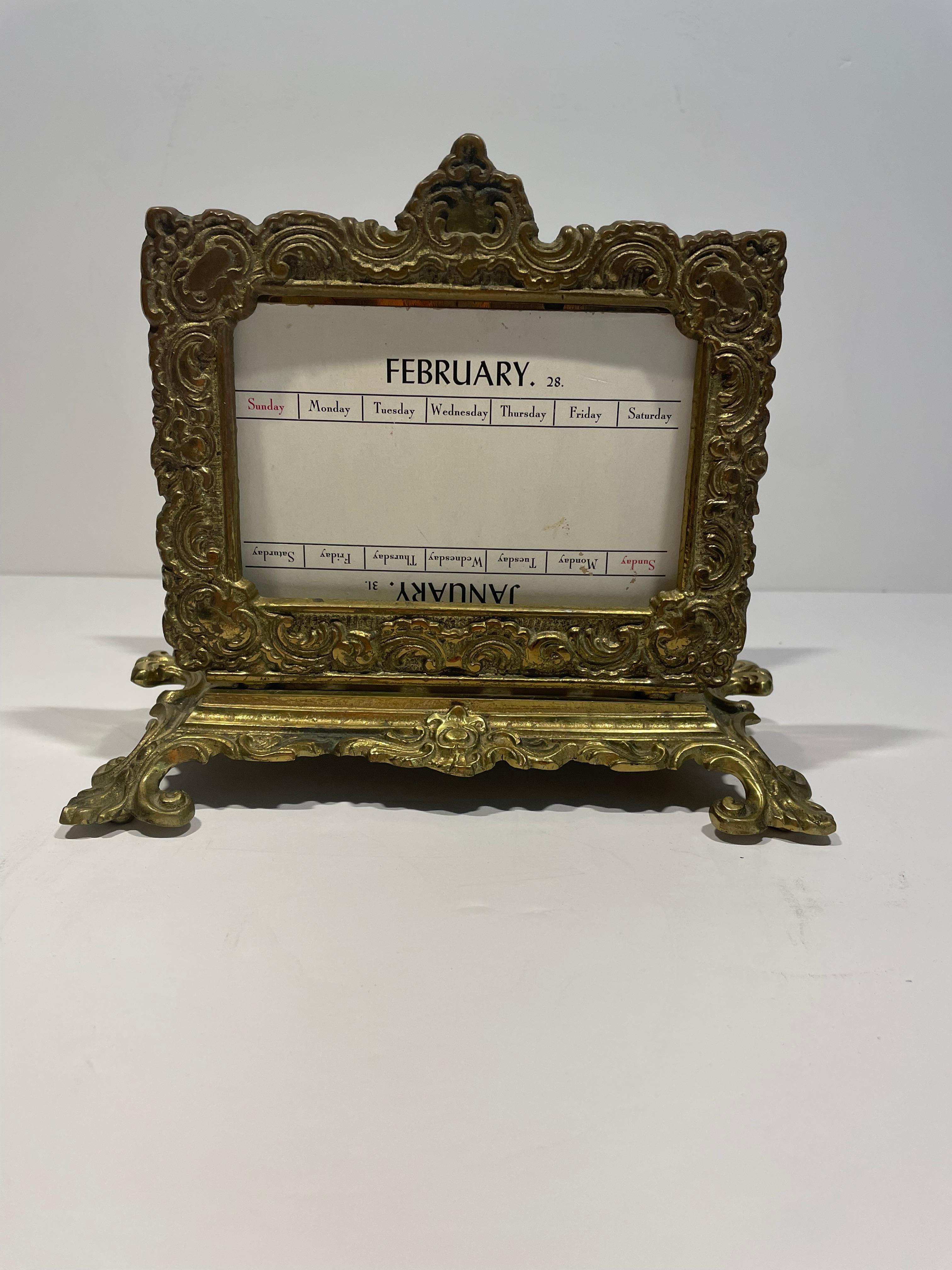 High Victorian 19th Century English Brass Calendar and Letter Holder For Sale
