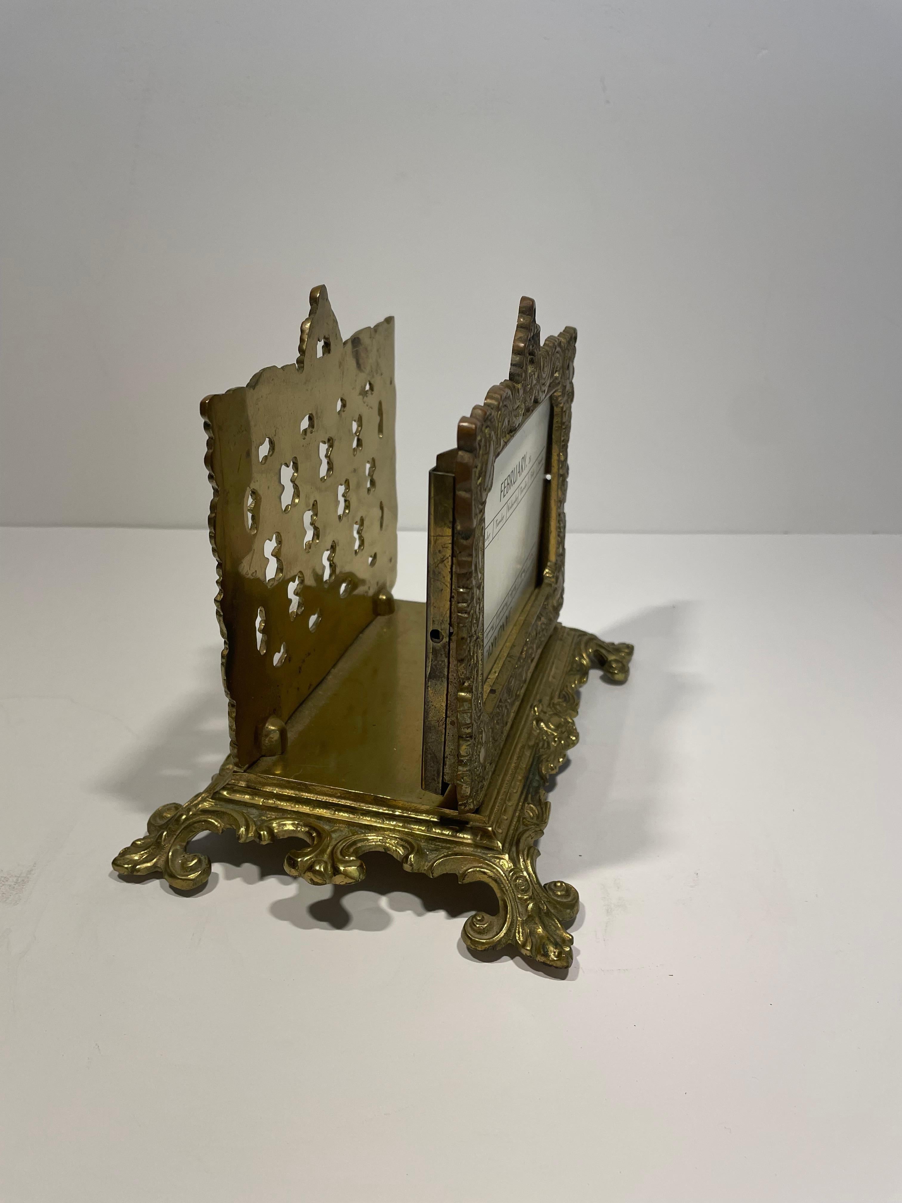 19th Century English Brass Calendar and Letter Holder In Excellent Condition For Sale In Austin, TX