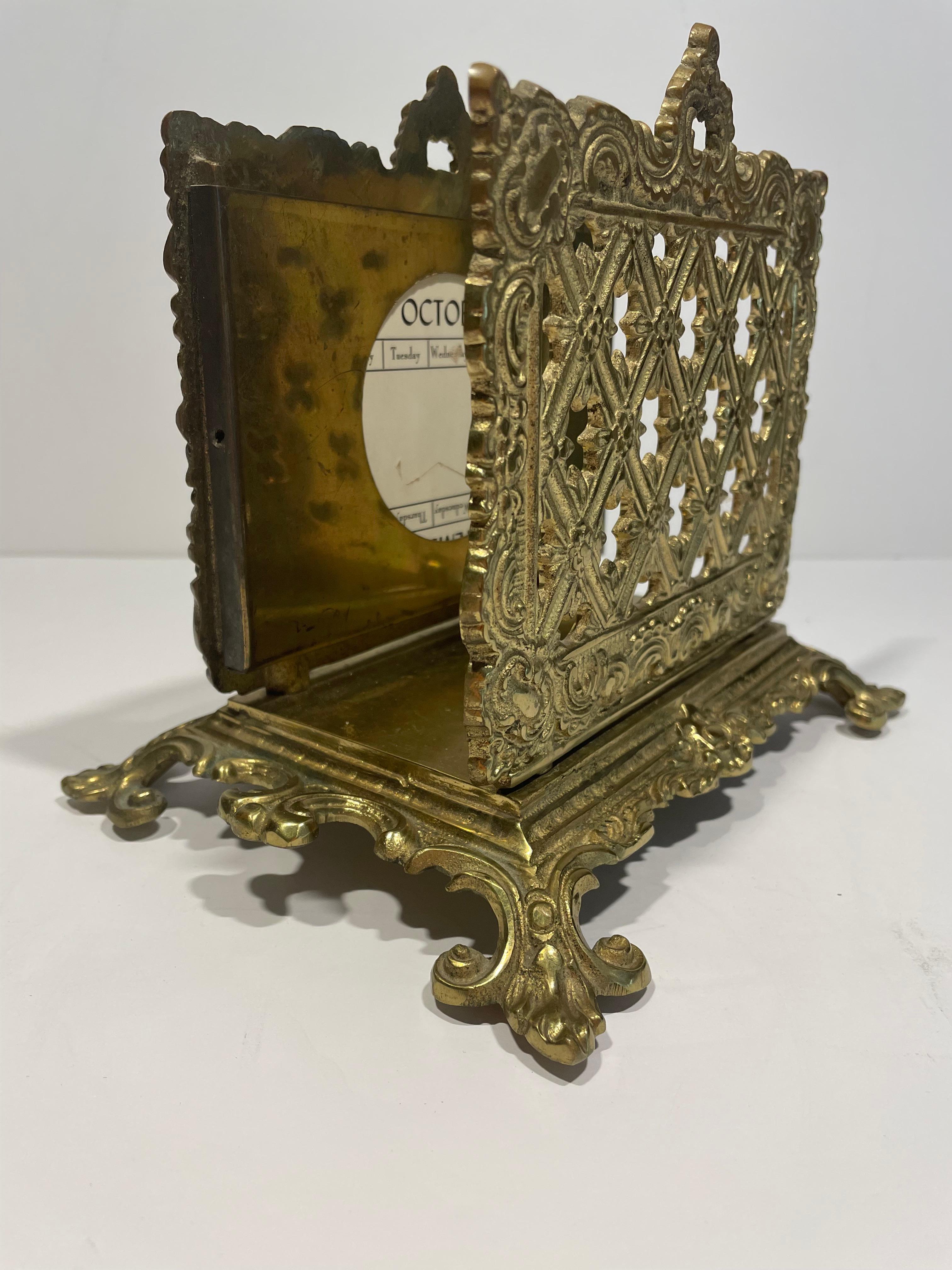 High Victorian 19th Century English Brass Calendar and Letter Holder For Sale