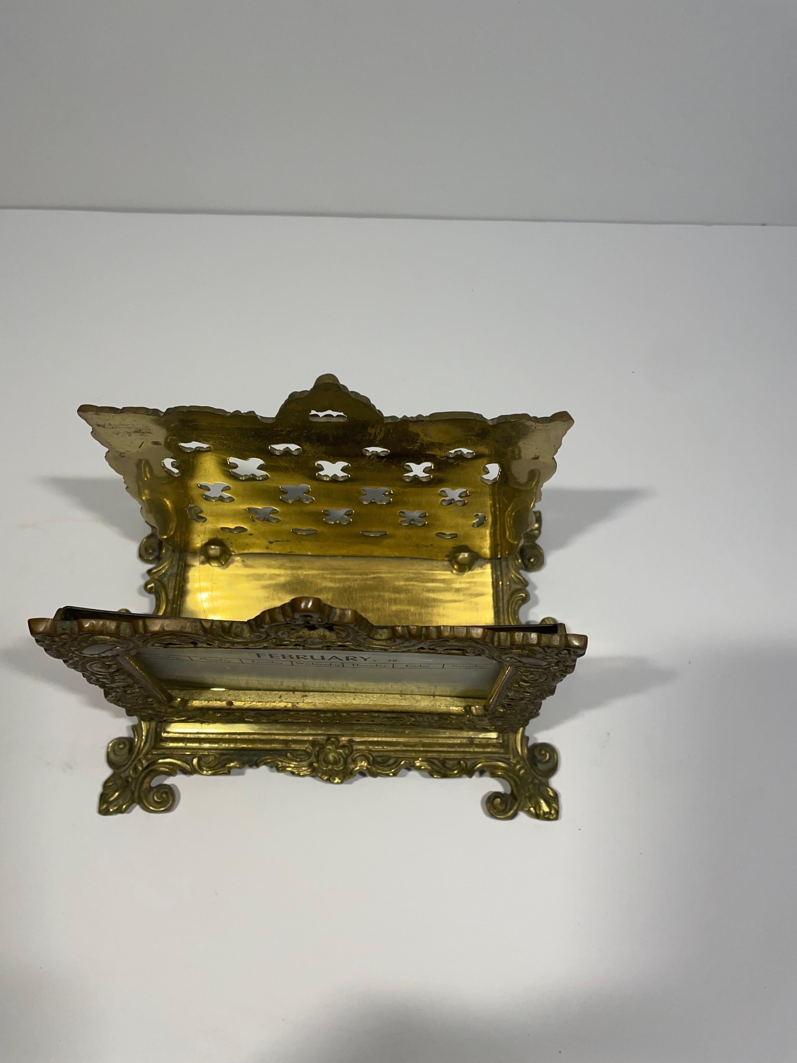 19th Century English Brass Calendar and Letter Holder In Excellent Condition For Sale In Austin, TX