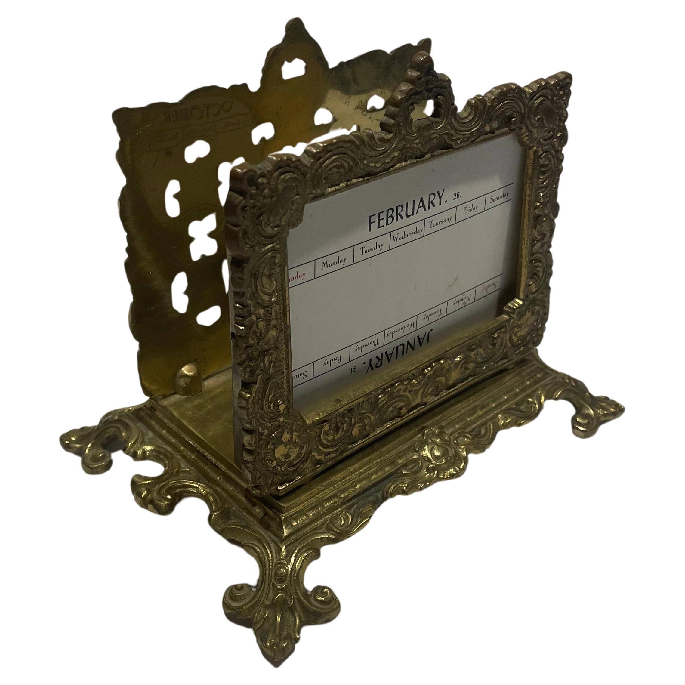 19th Century English Brass Calendar and Letter Holder For Sale