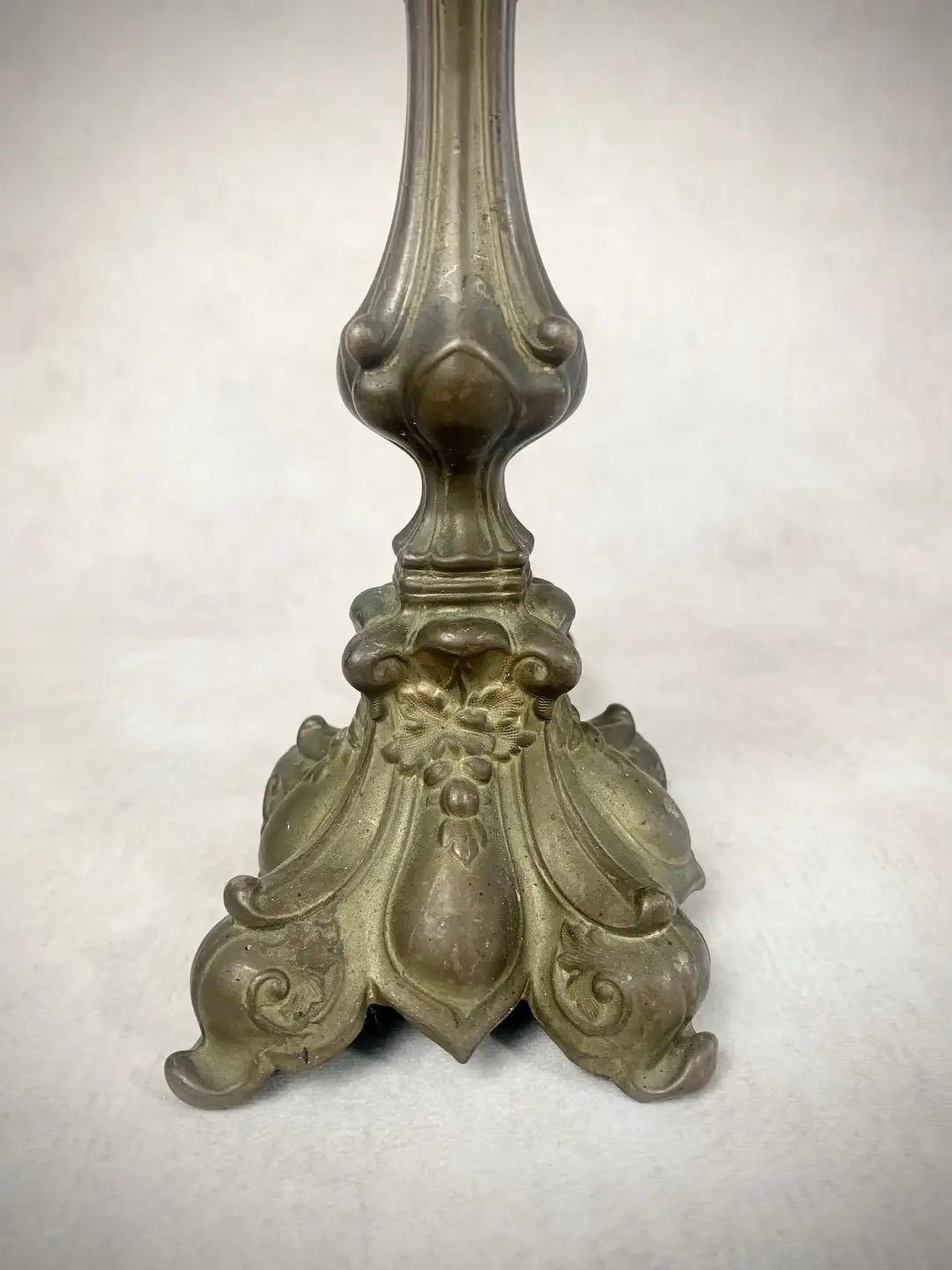 English 19th Century Brass Candlestick Table Lamp  For Sale