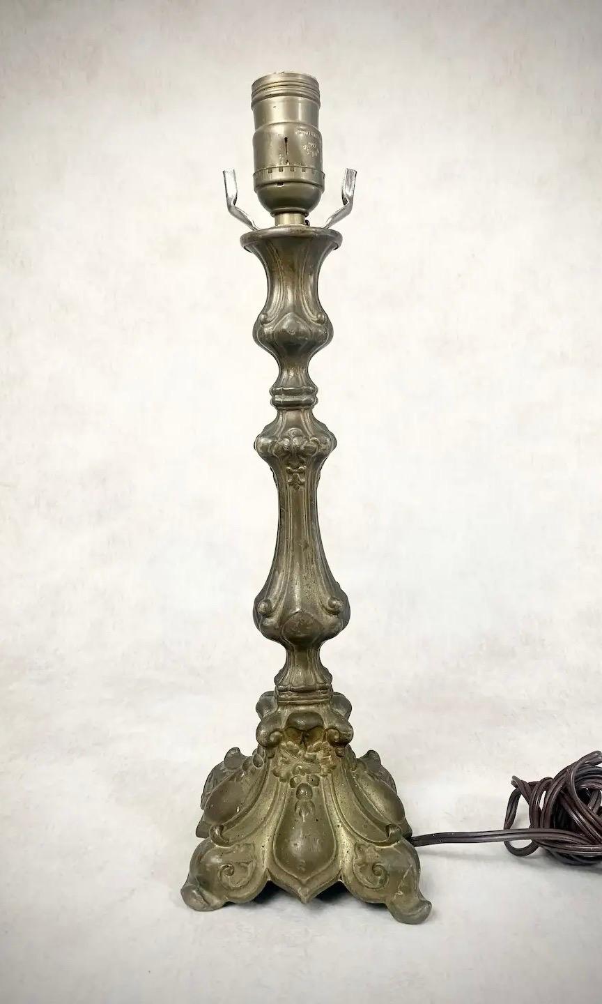 19th Century Brass Candlestick Table Lamp  In Good Condition For Sale In Middletown, MD