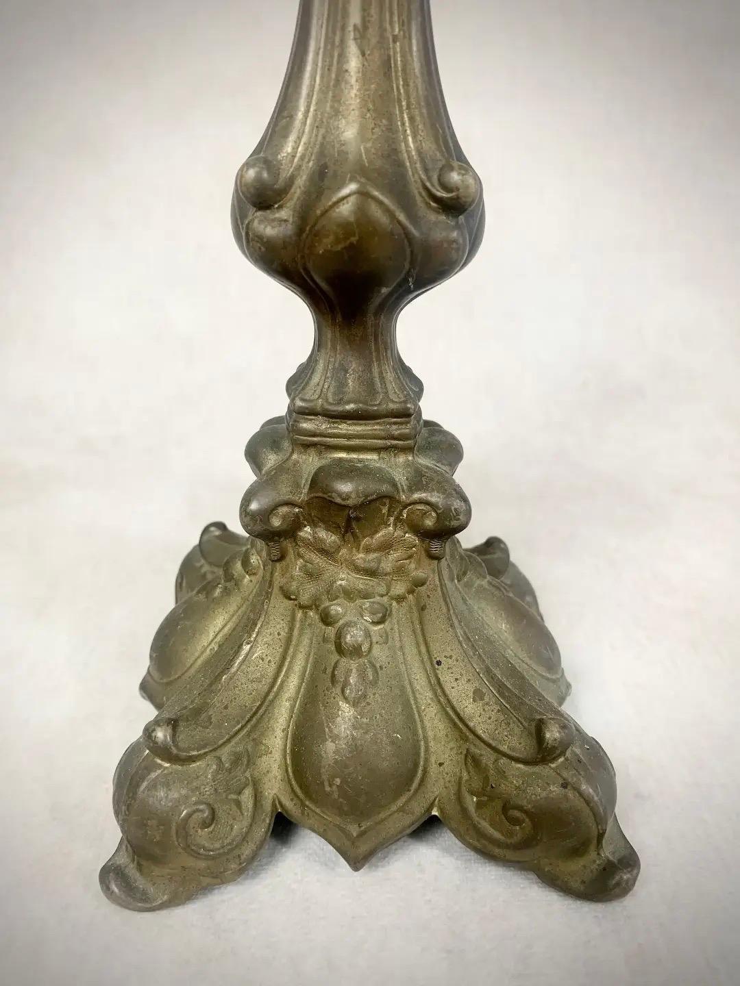 19th Century Brass Candlestick Table Lamp  For Sale 1