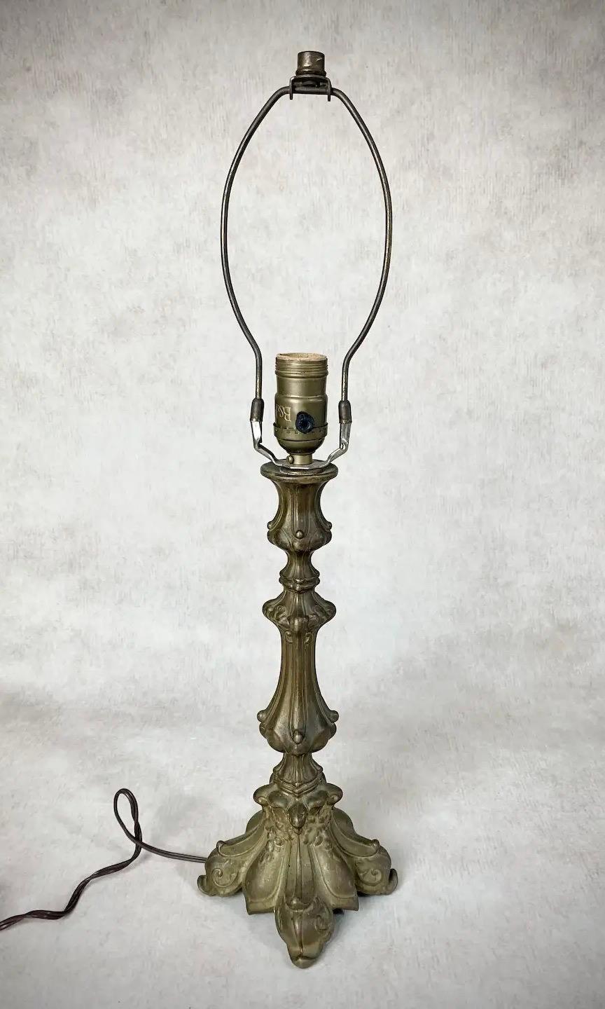 19th Century Brass Candlestick Table Lamp  For Sale 3