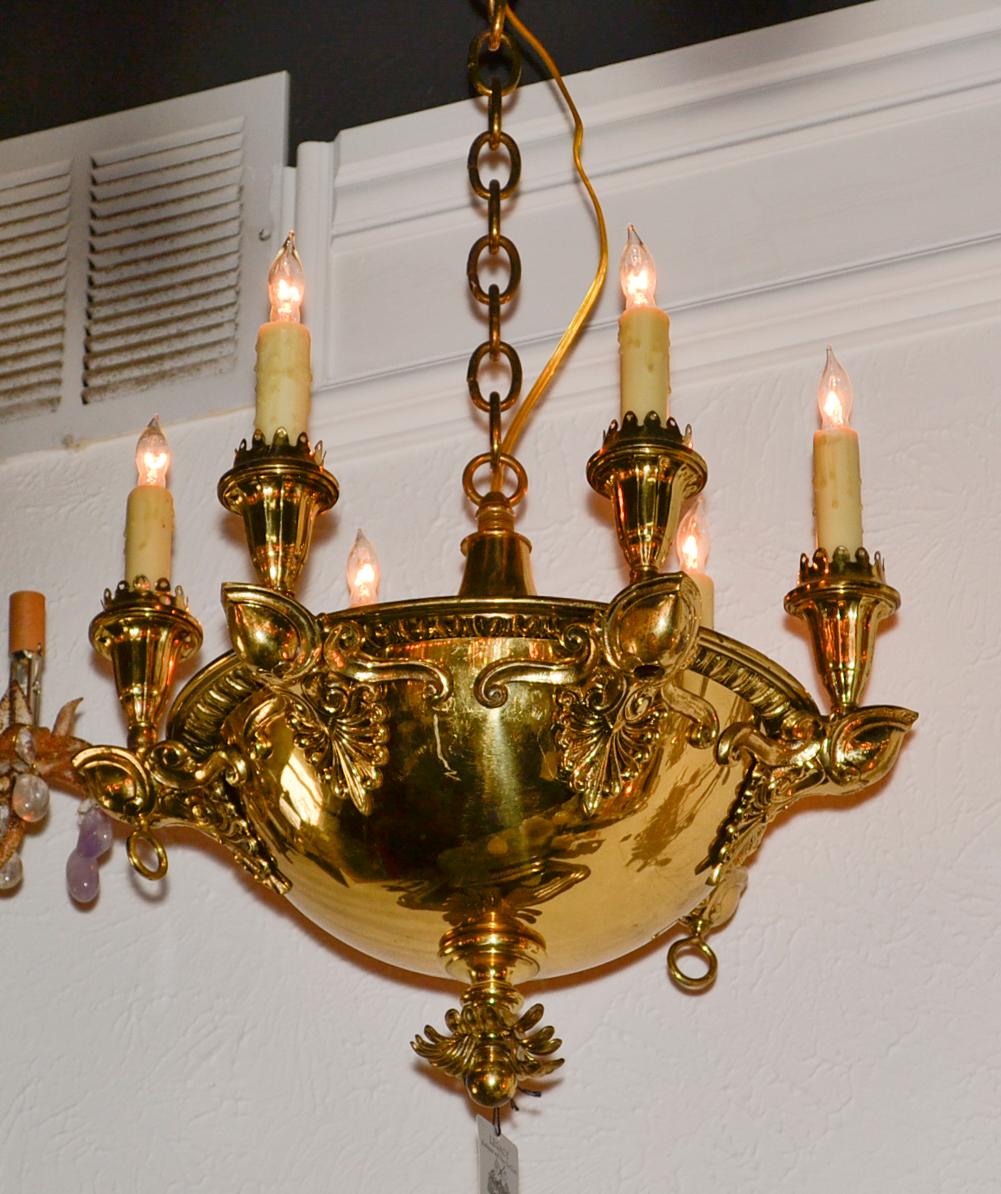 19th Century English Brass Chandelier 1