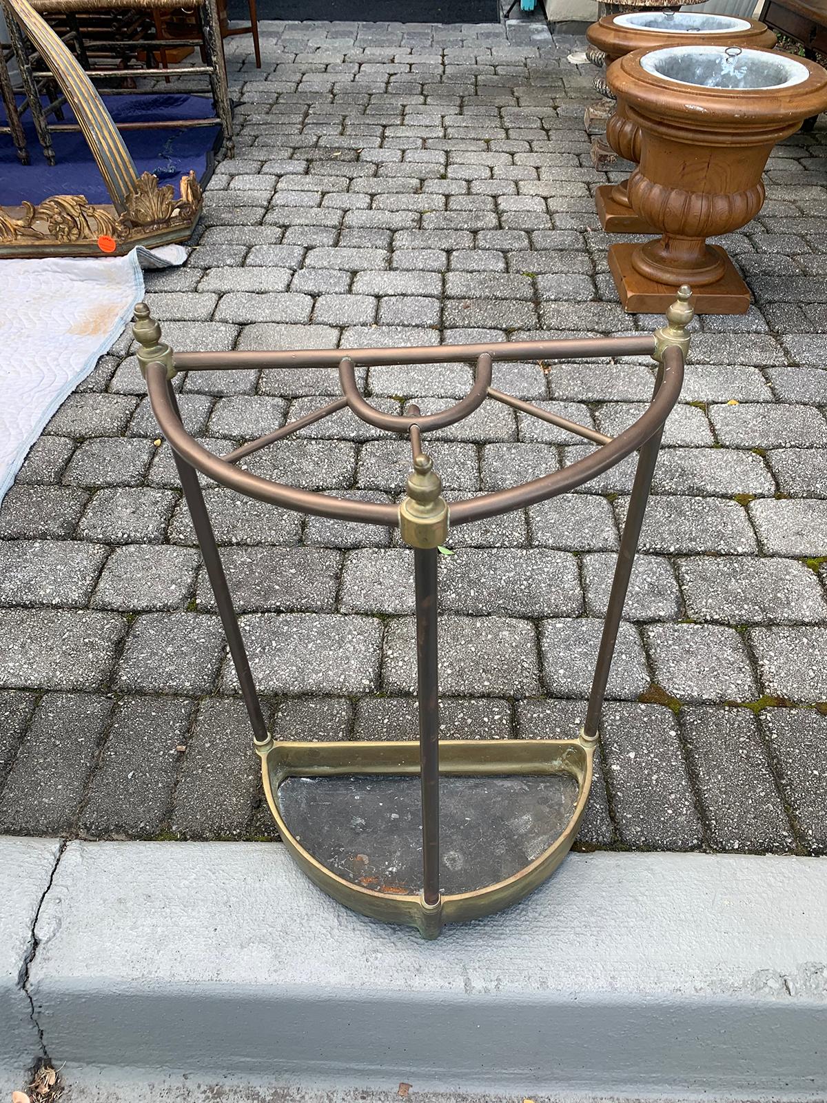 19th Century English Brass Demilune Umbrella Stand In Good Condition In Atlanta, GA