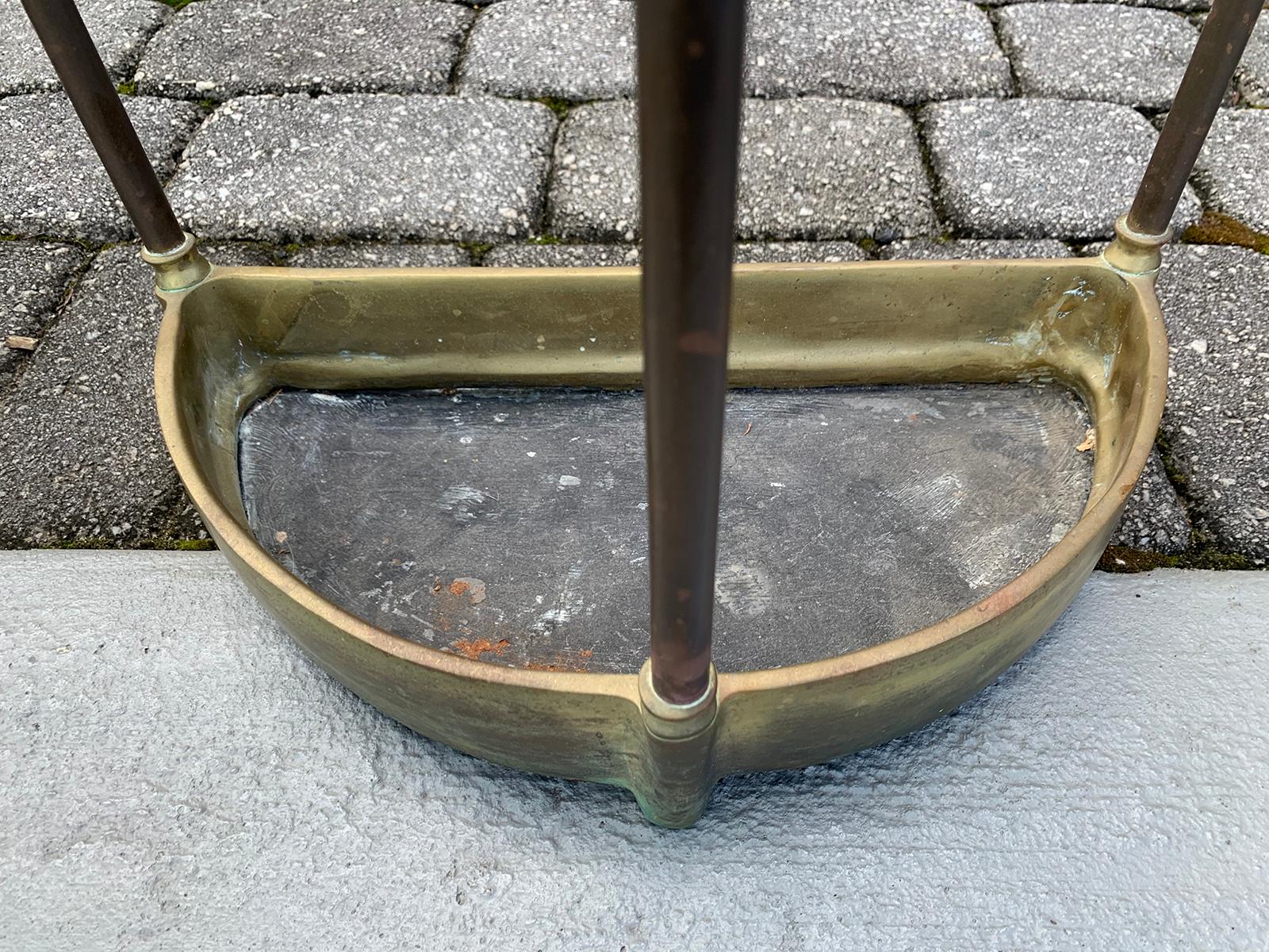 19th Century English Brass Demilune Umbrella Stand 4