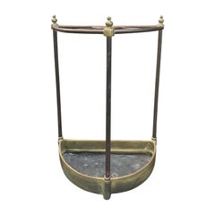 19th Century English Brass Demilune Umbrella Stand