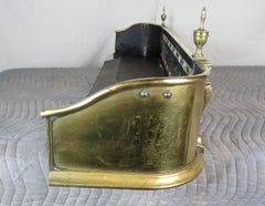 19th Century English Brass Fire Fender with Urn Finials