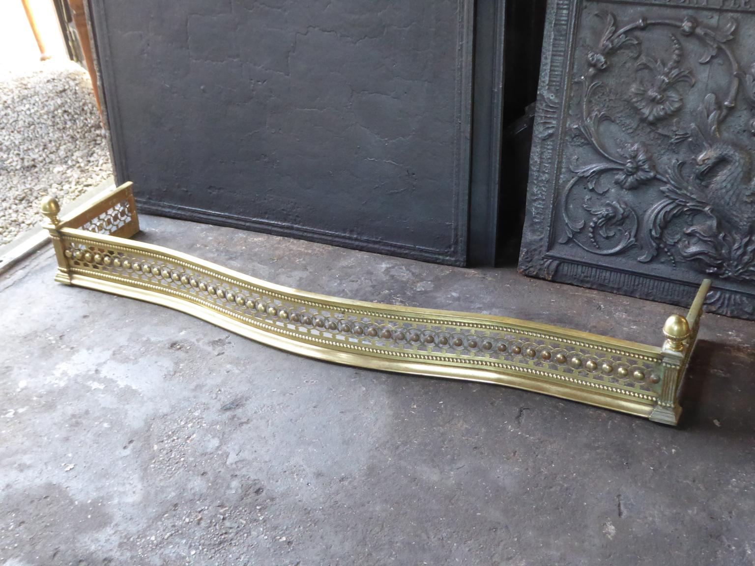 Victorian 19th Century English Brass Fireplace Fender or Fire Fender