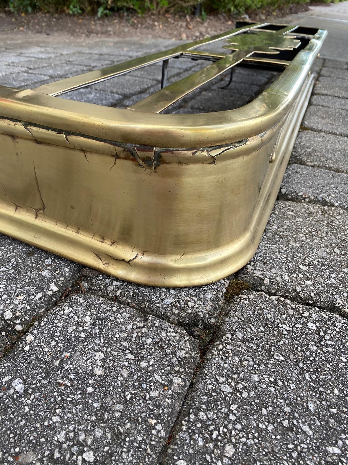 19th Century English Brass Fireplace Fender with Trivet 7