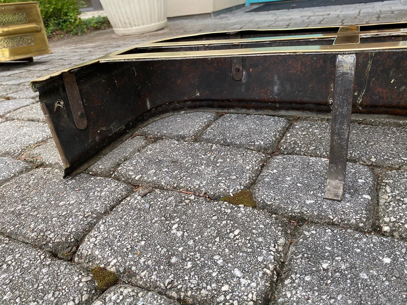 19th Century English Brass Fireplace Fender with Trivet 11