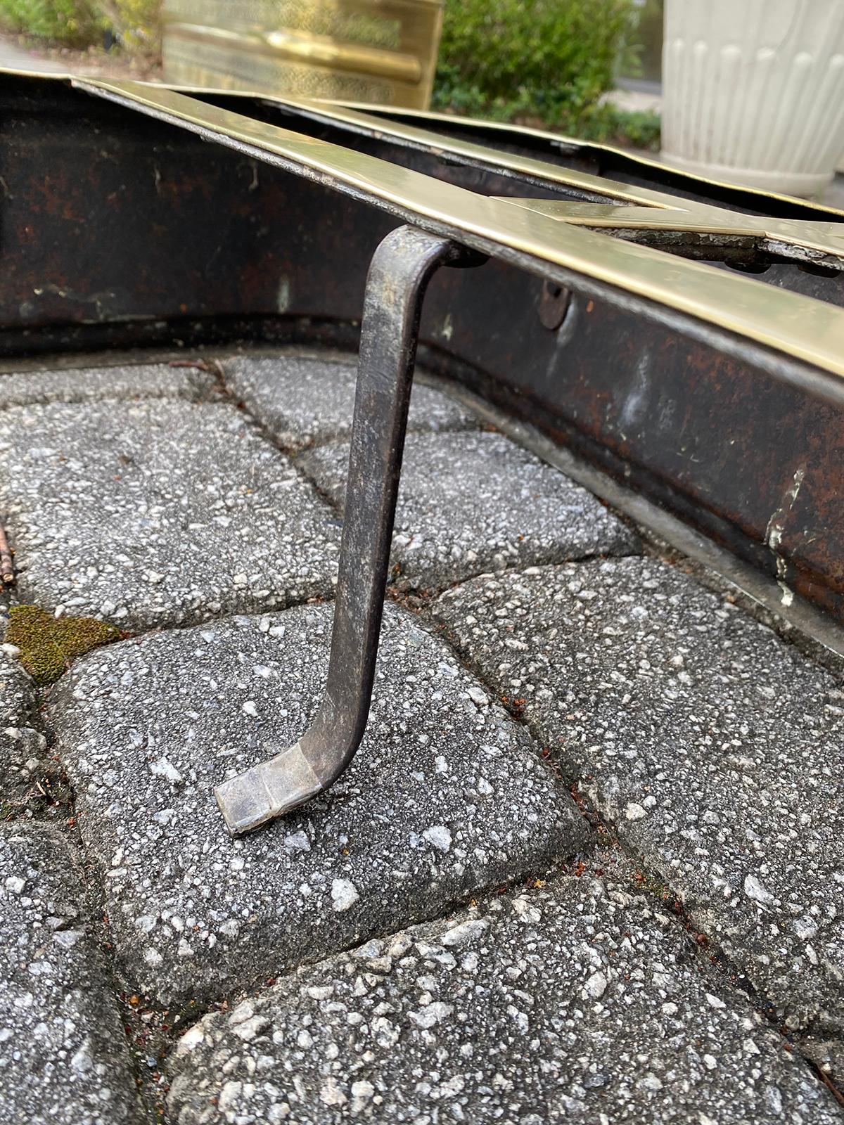 19th Century English Brass Fireplace Fender with Trivet 12