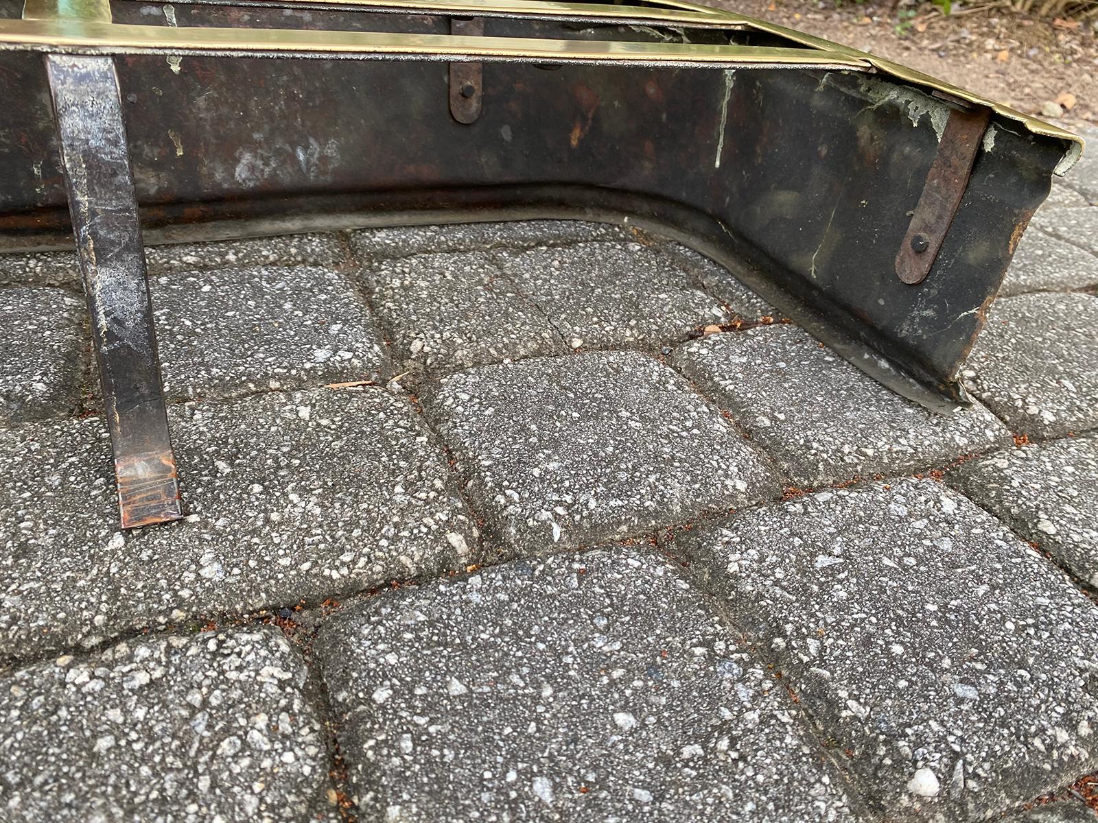 19th Century English Brass Fireplace Fender with Trivet 13