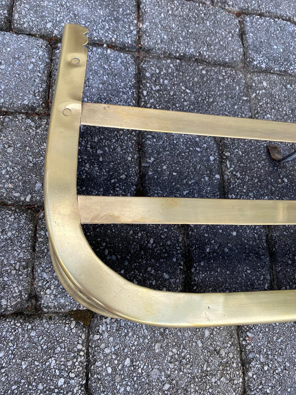 19th Century English Brass Fireplace Fender with Trivet 4