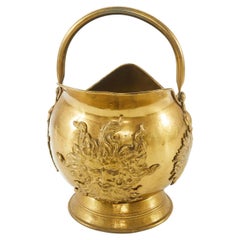 19th Century English Brass Fireplace Scuttle Bucket